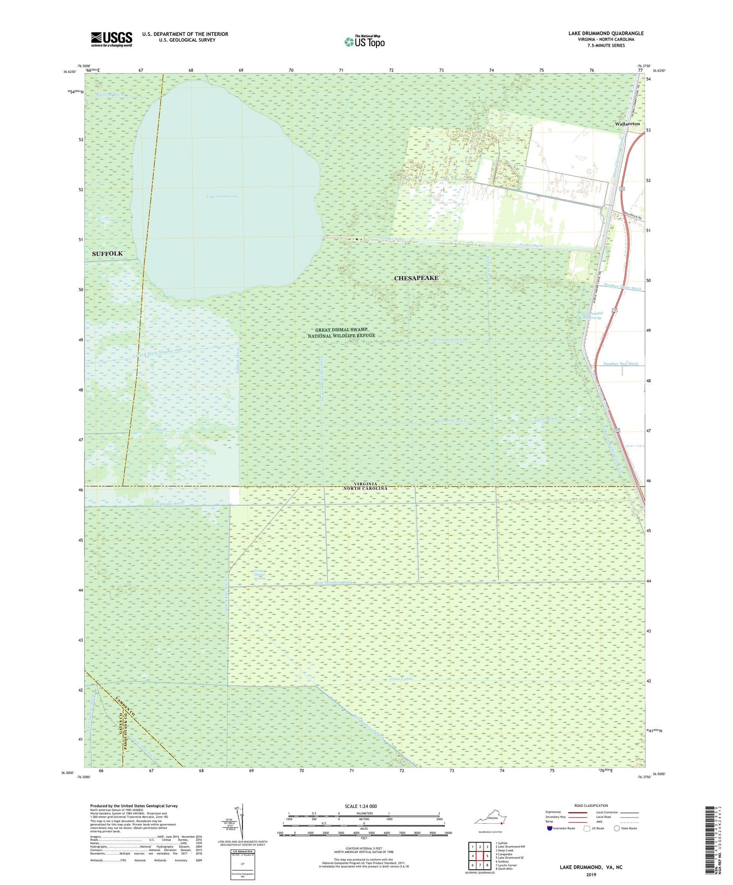 Lake Drummond Virginia US Topo Map Image