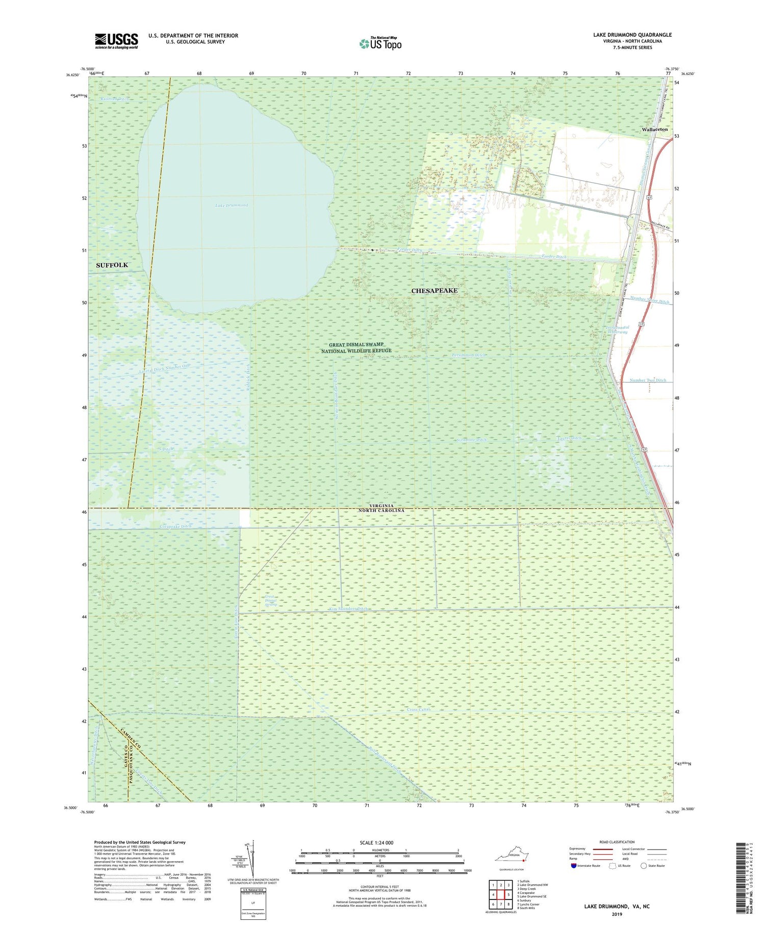 Lake Drummond Virginia US Topo Map Image