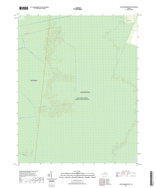 Lake Drummond NW Virginia US Topo Map Image