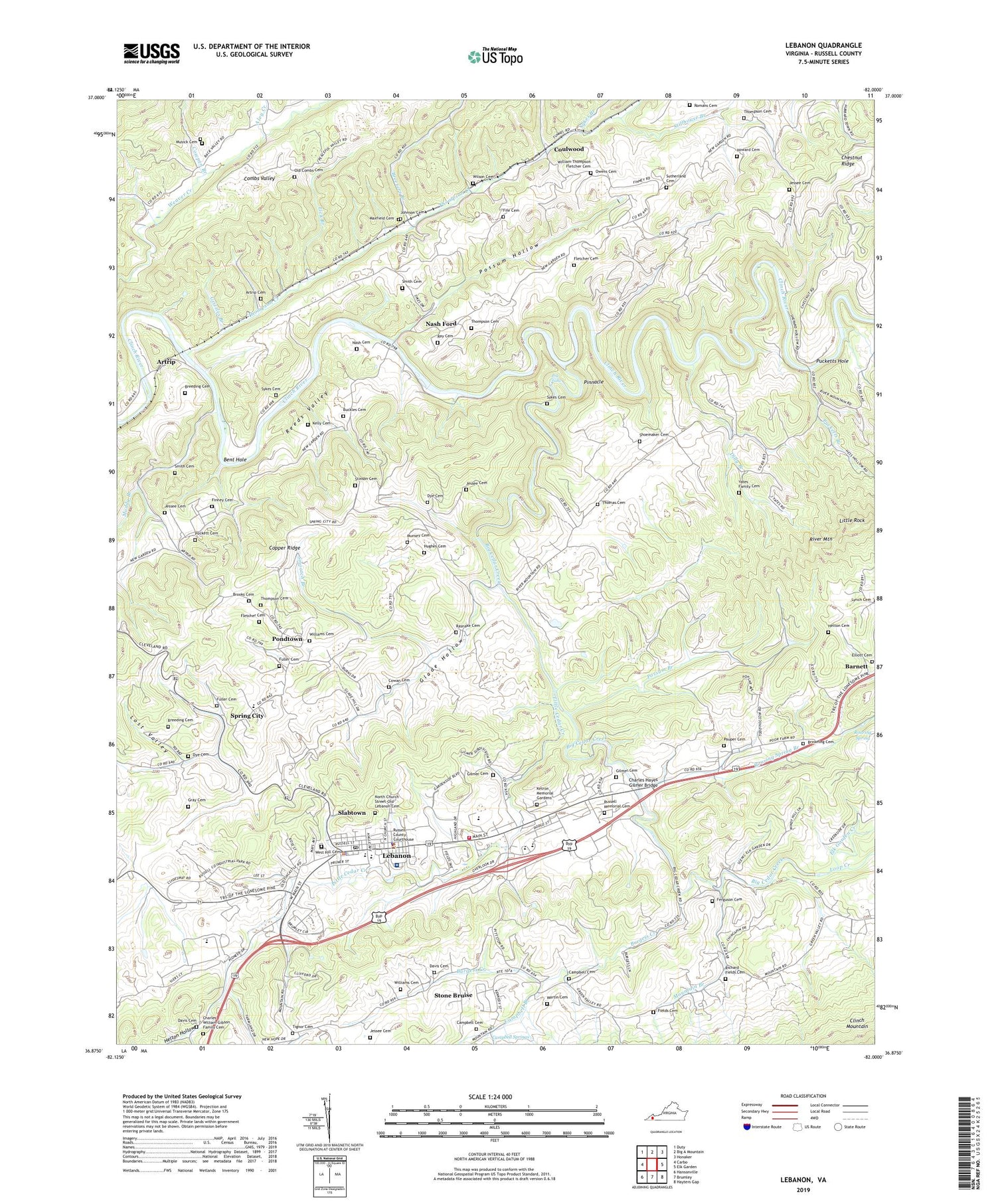 Lebanon Virginia US Topo Map Image