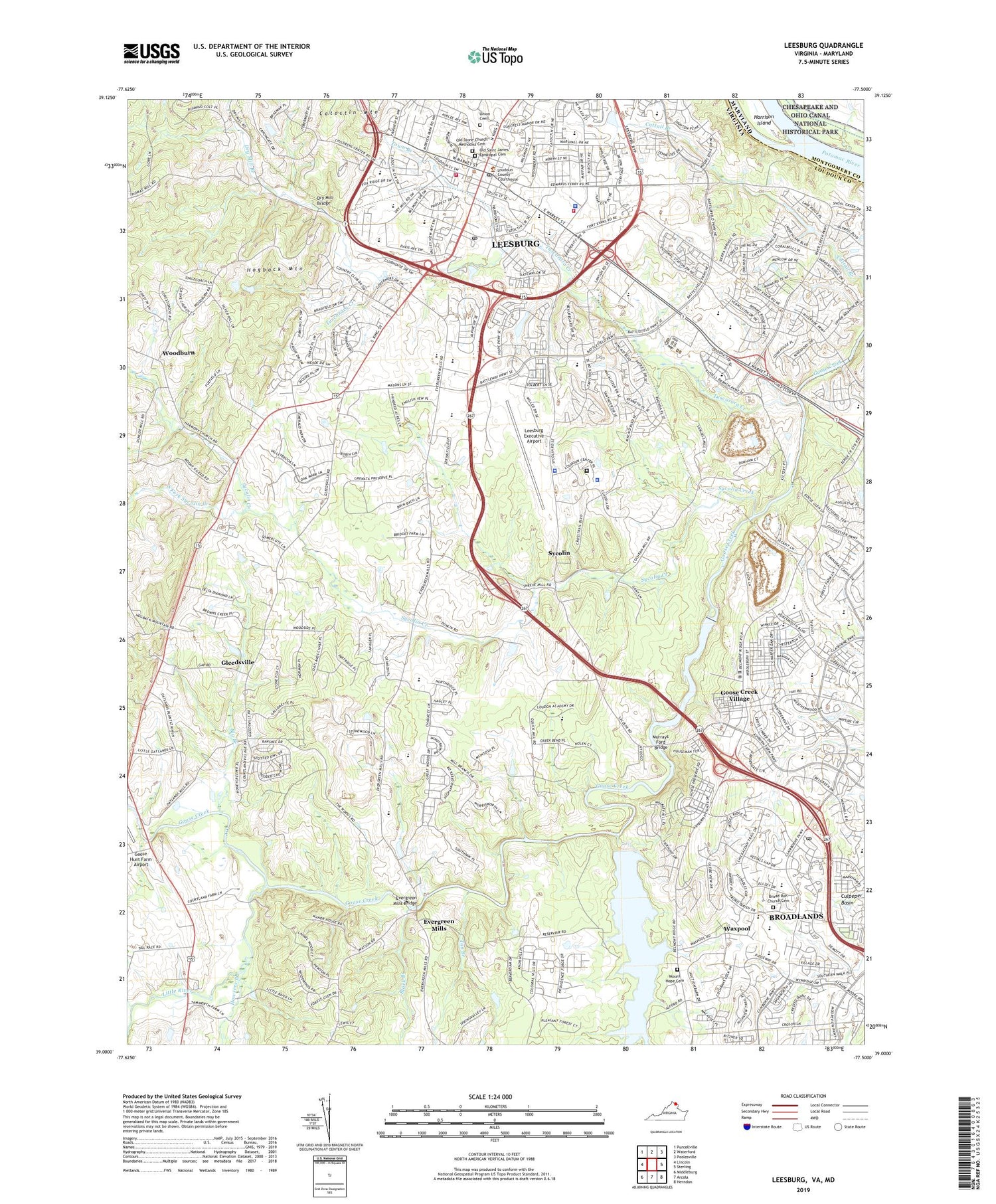 Leesburg Virginia US Topo Map Image