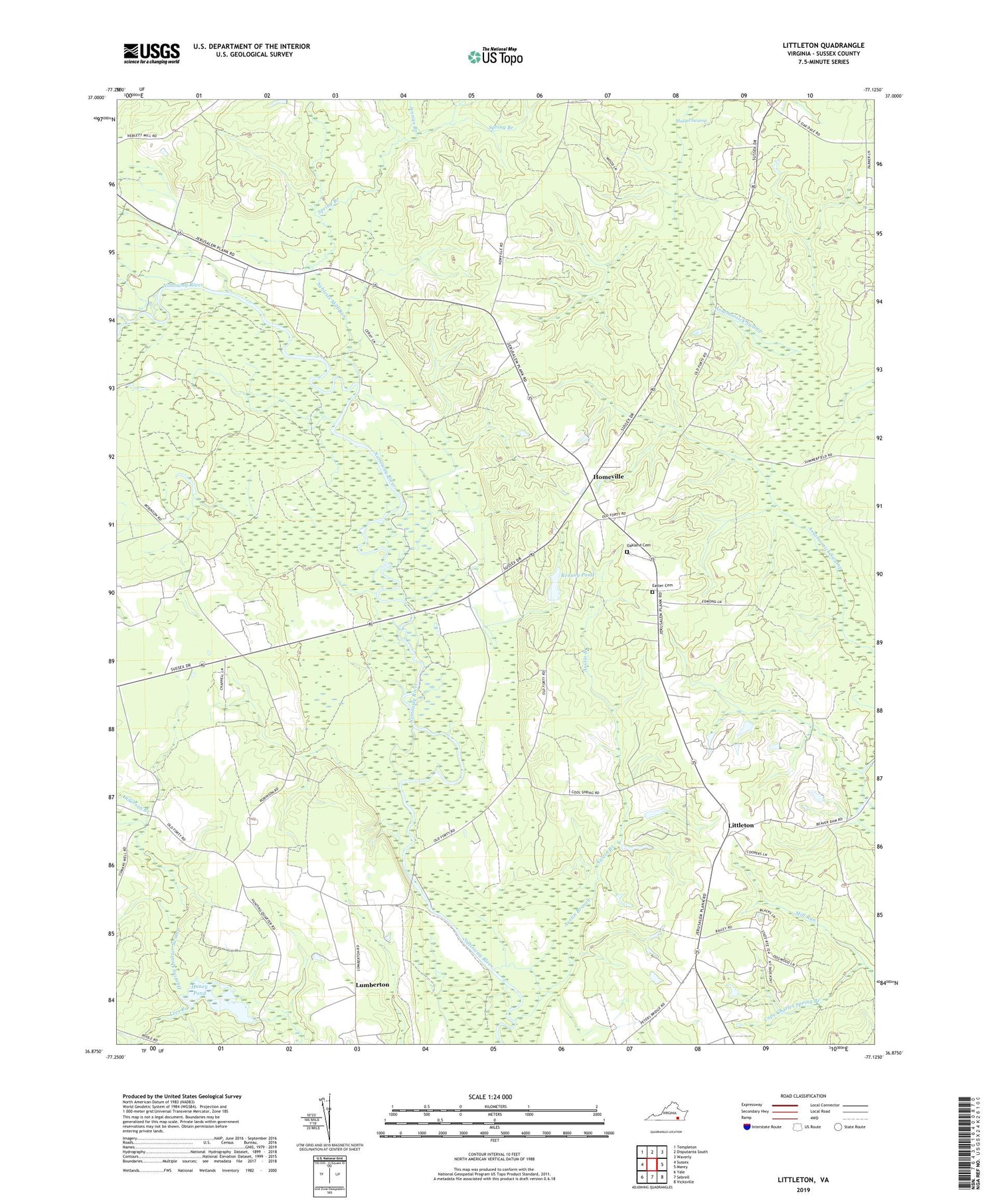 Littleton Virginia US Topo Map Image