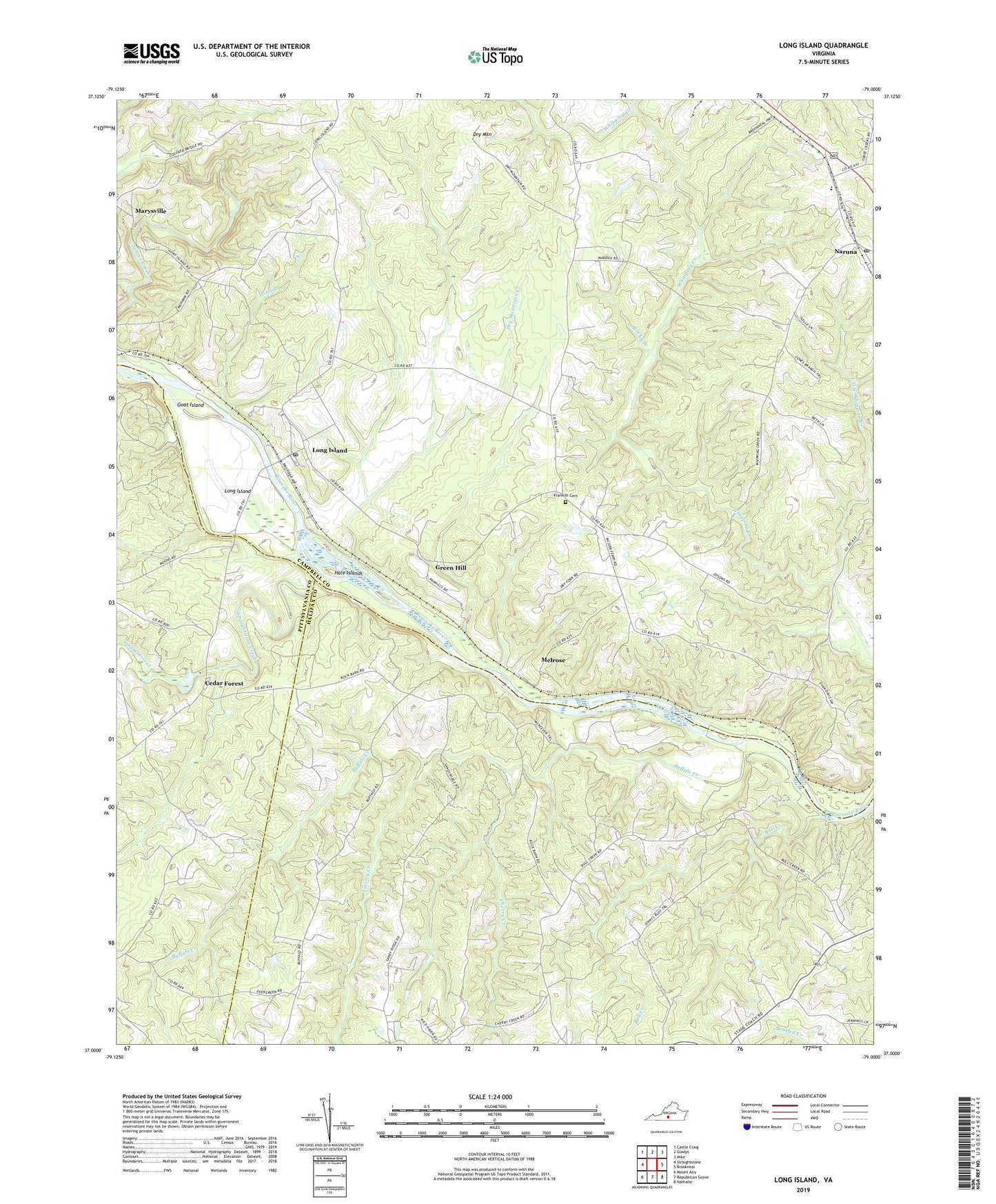Long Island Virginia US Topo Map Image