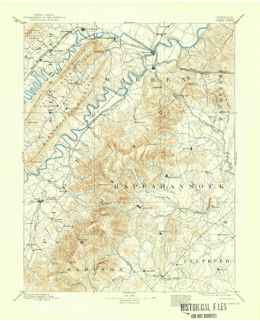 Historic 1905 Luray Virginia 30'x30' Topo Map Image