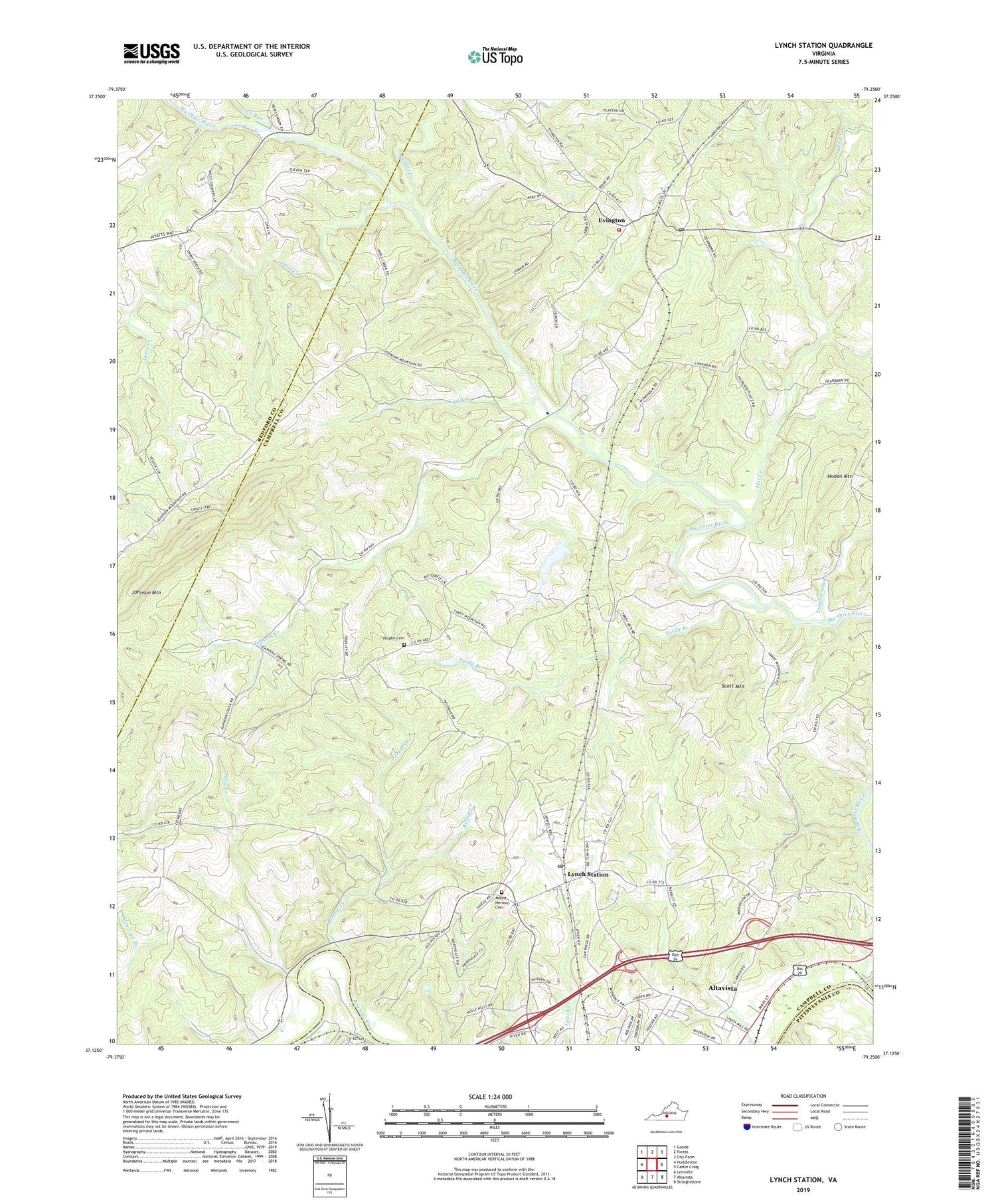 Lynch Station Virginia US Topo Map Image