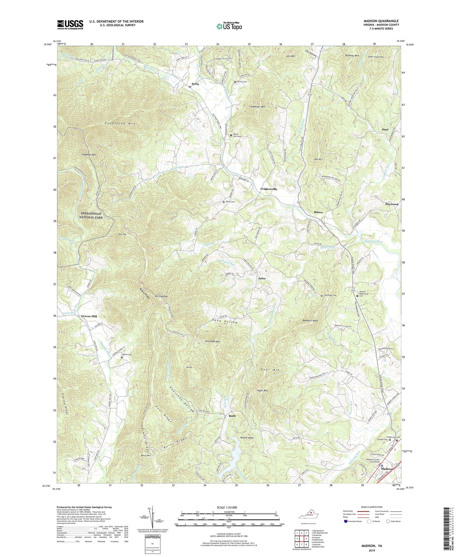 Madison Virginia US Topo Map Image