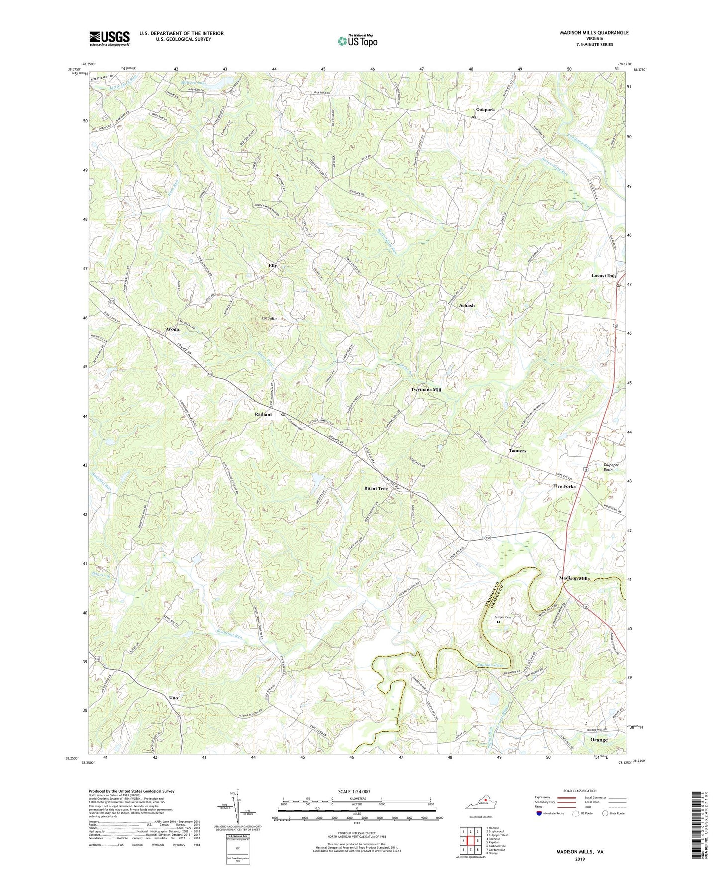 Madison Mills Virginia US Topo Map Image