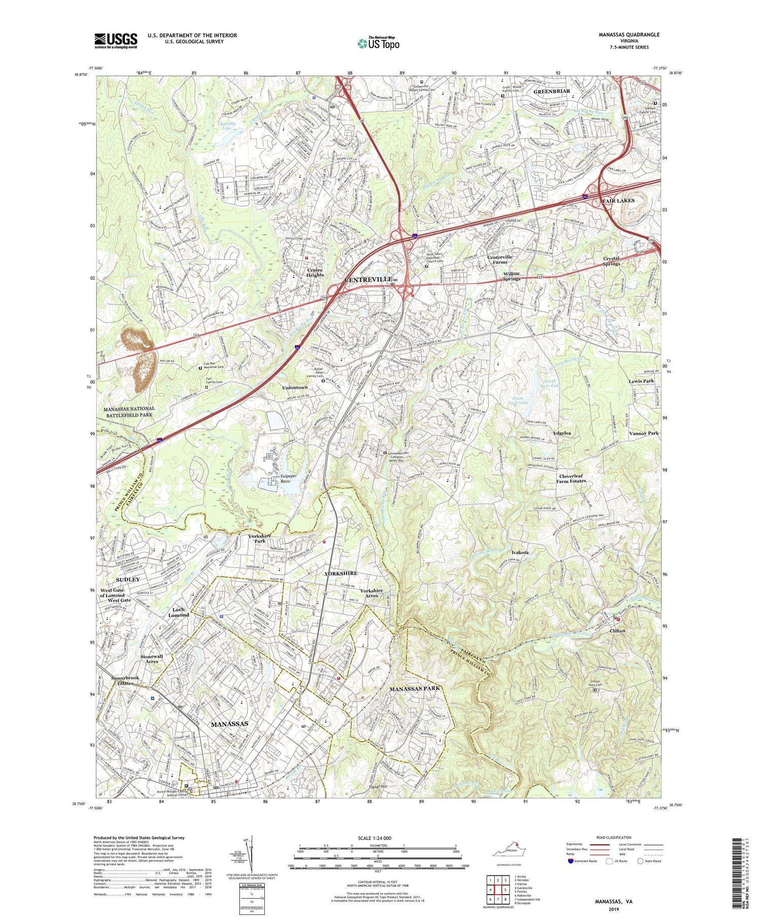 Manassas Virginia US Topo Map Image