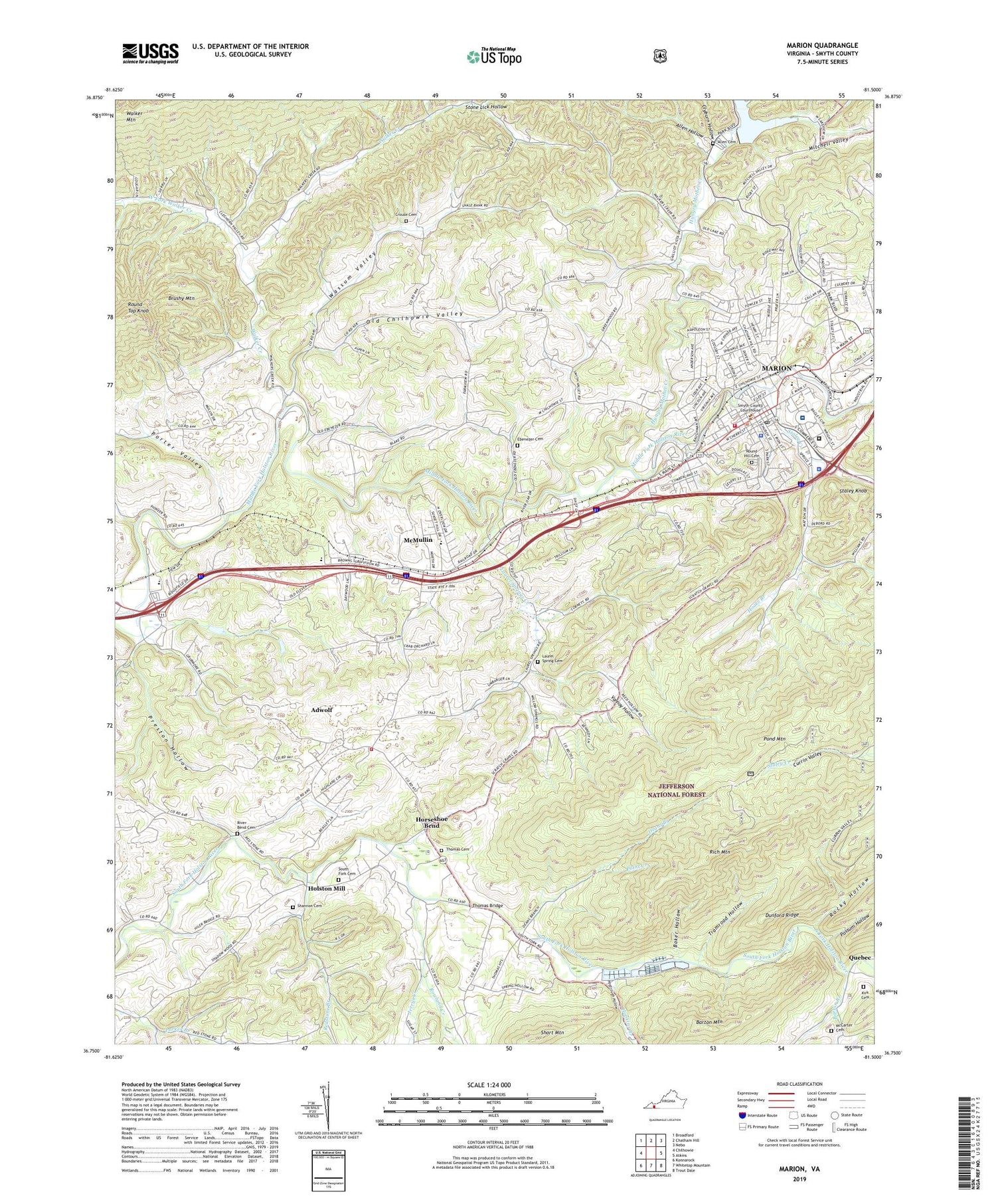Marion Virginia US Topo Map Image