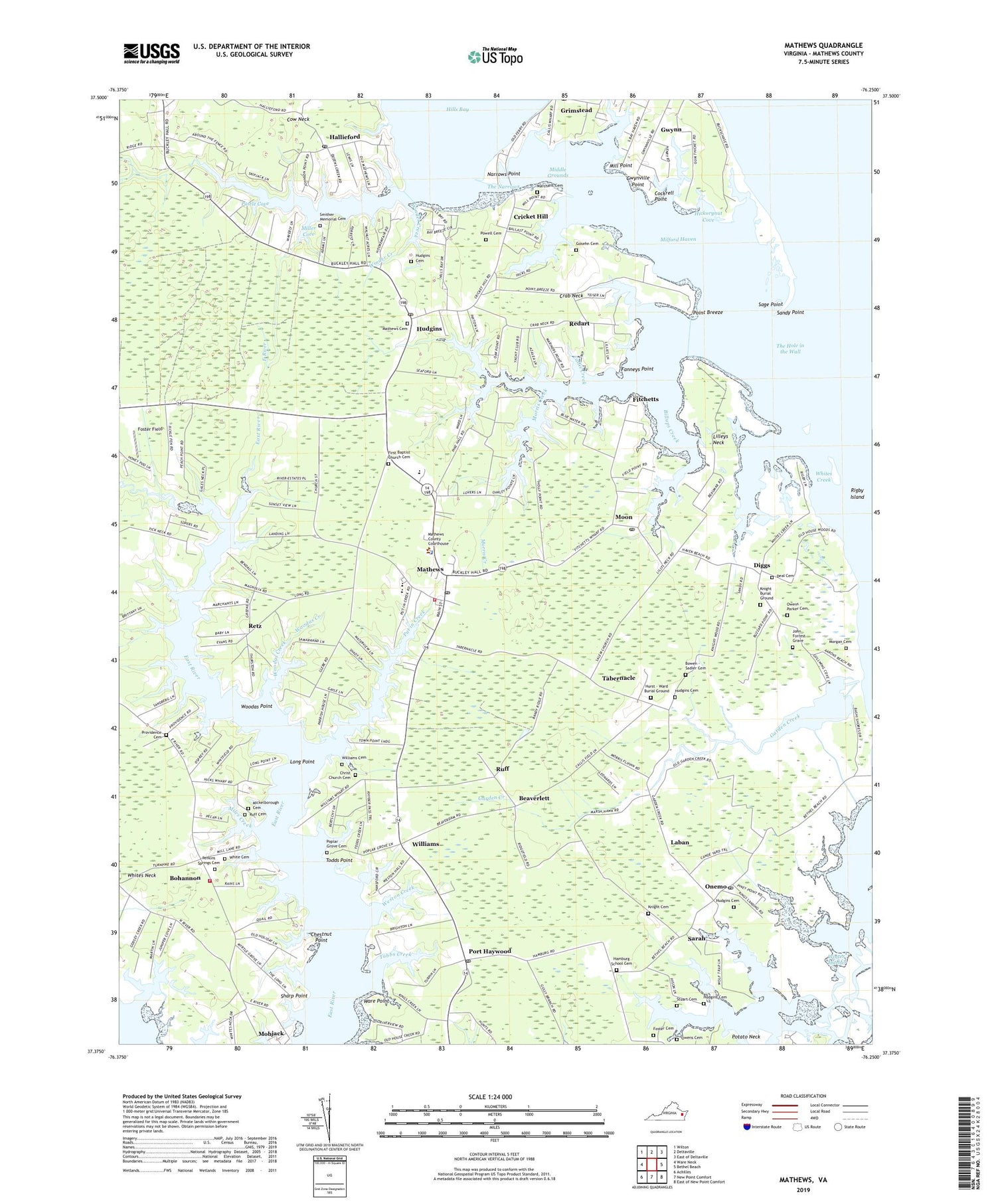 Mathews Virginia US Topo Map Image