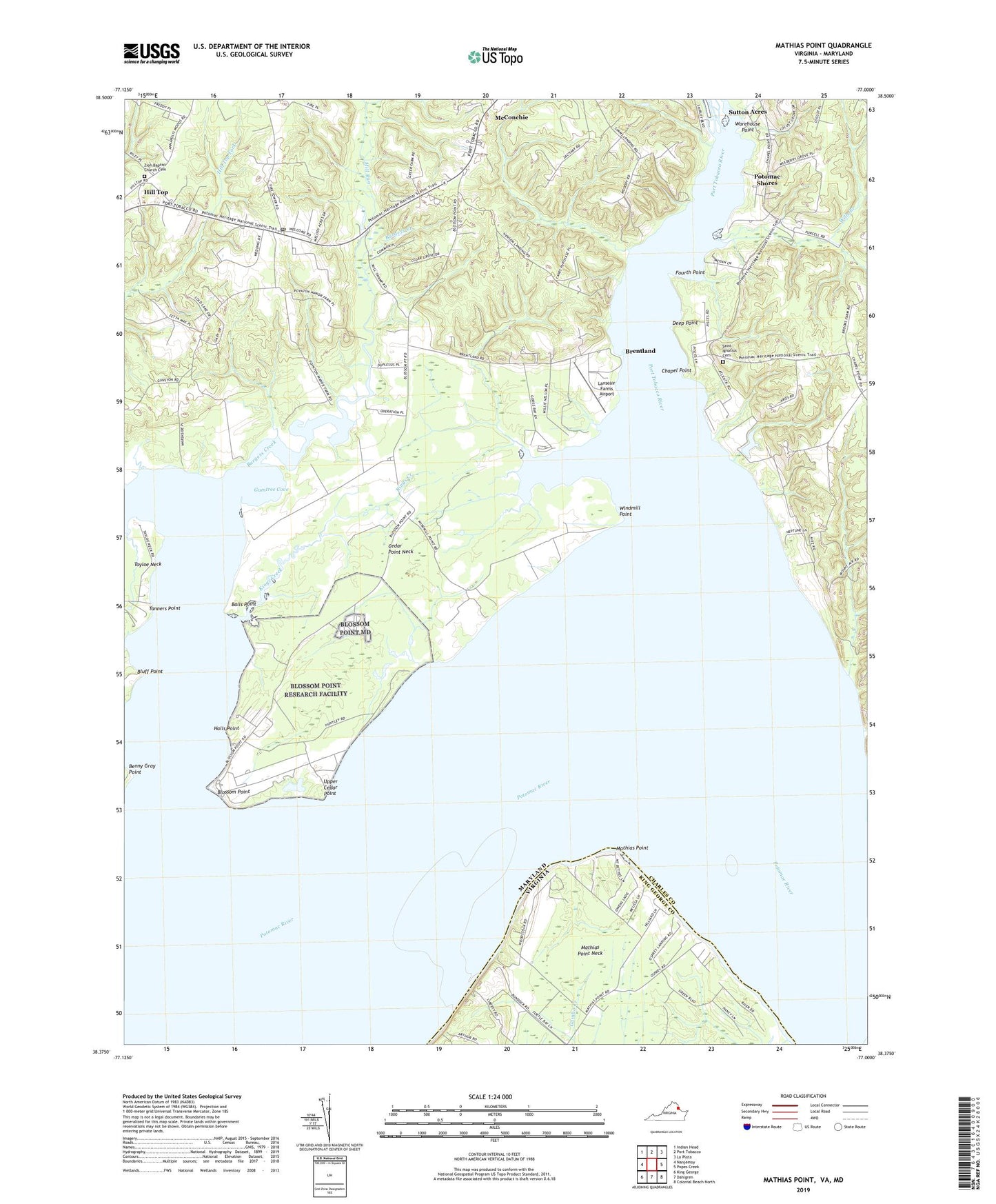 Mathias Point Virginia US Topo Map Image