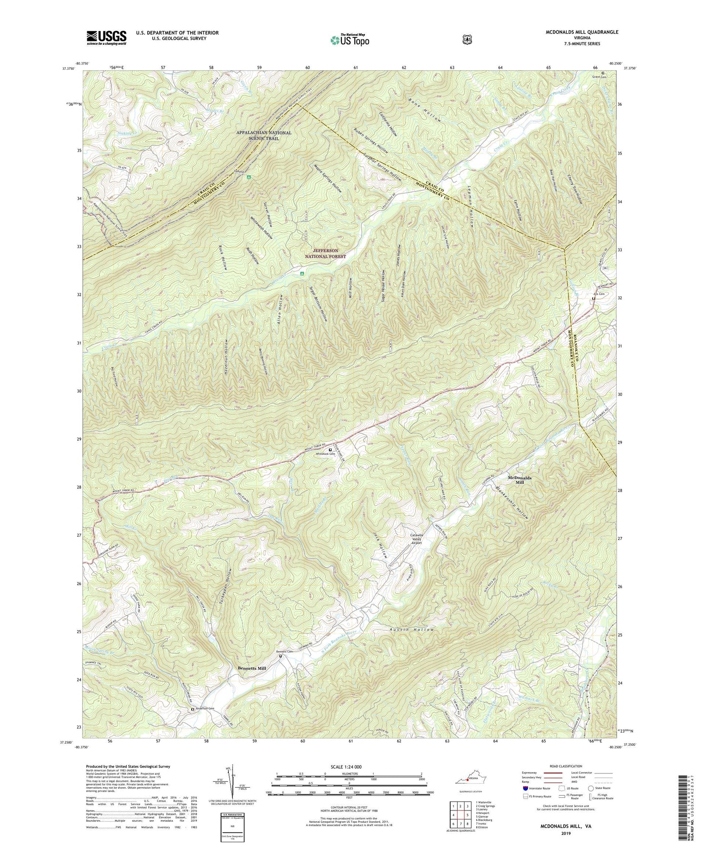 McDonalds Mill Virginia US Topo Map Image
