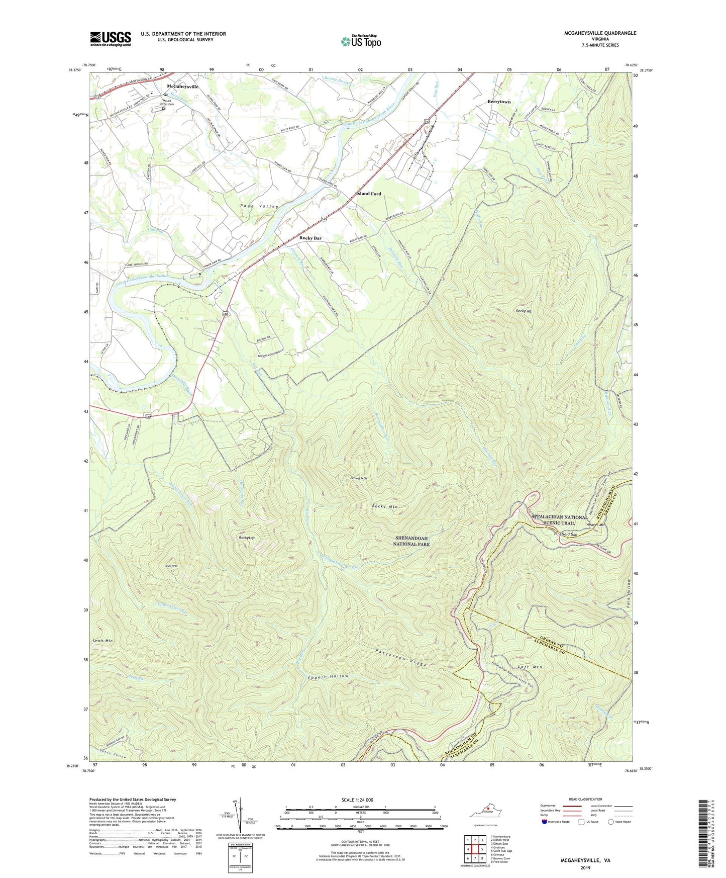McGaheysville Virginia US Topo Map Image