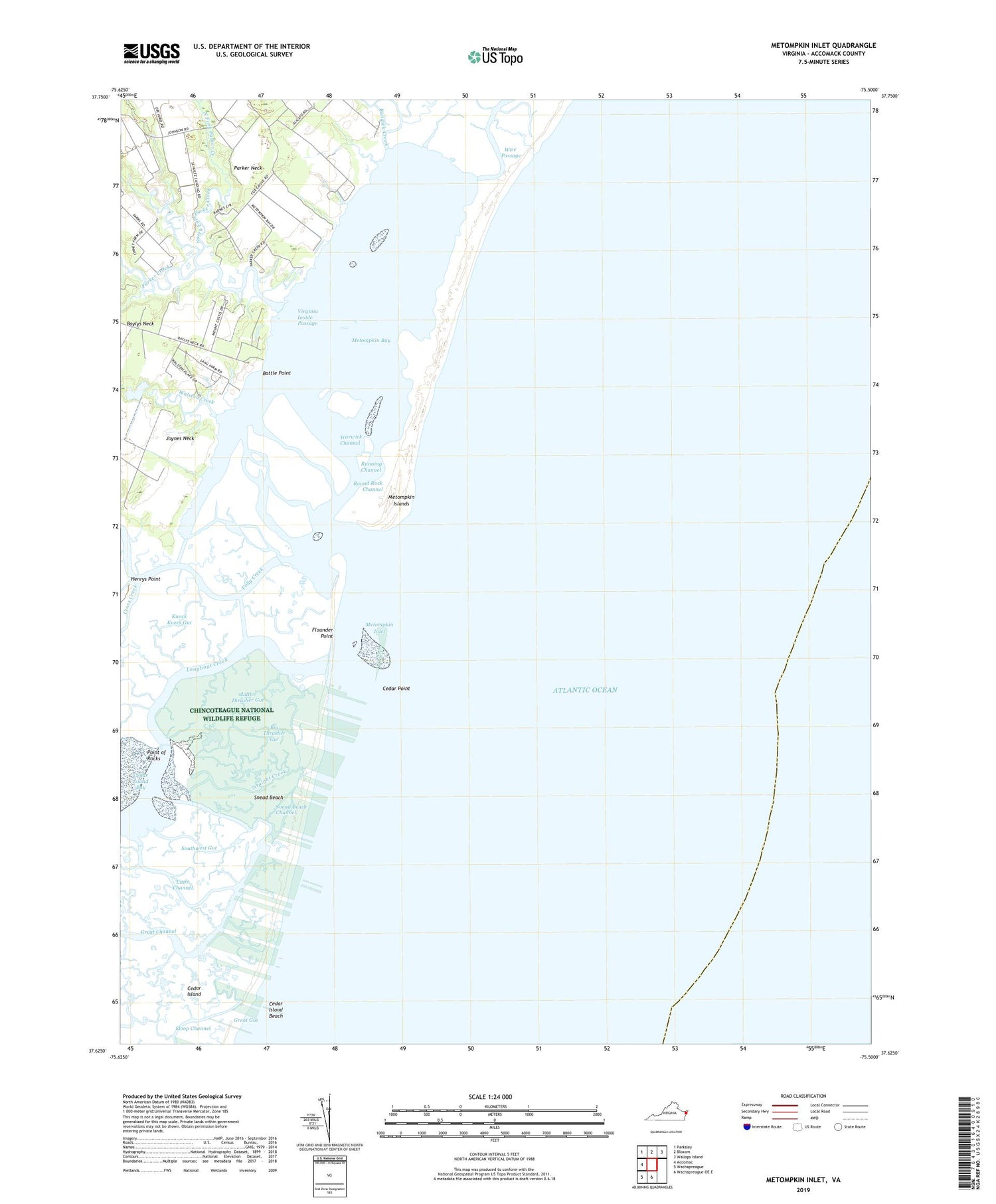 Metompkin Inlet Virginia US Topo Map Image