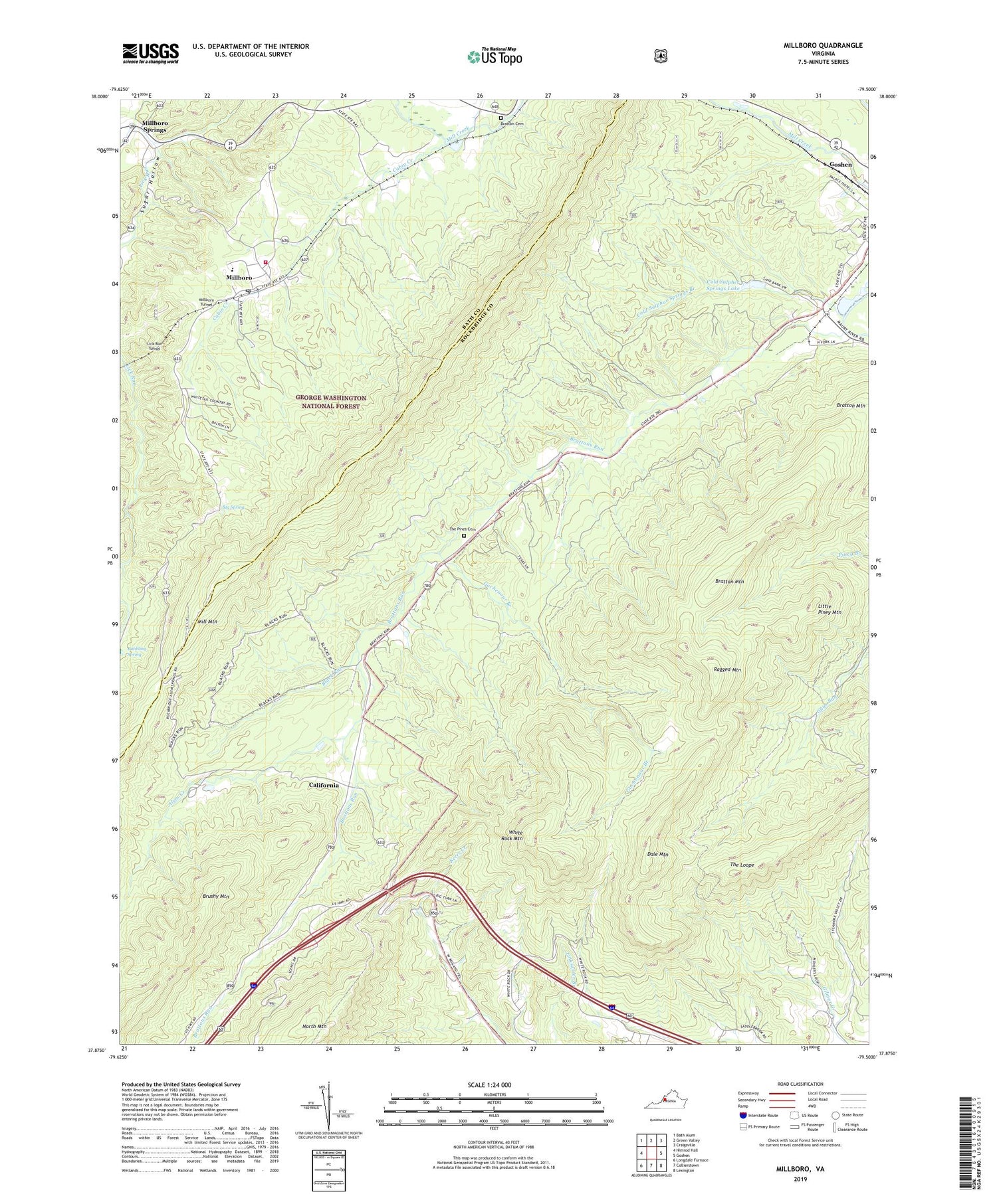 Millboro Virginia US Topo Map Image