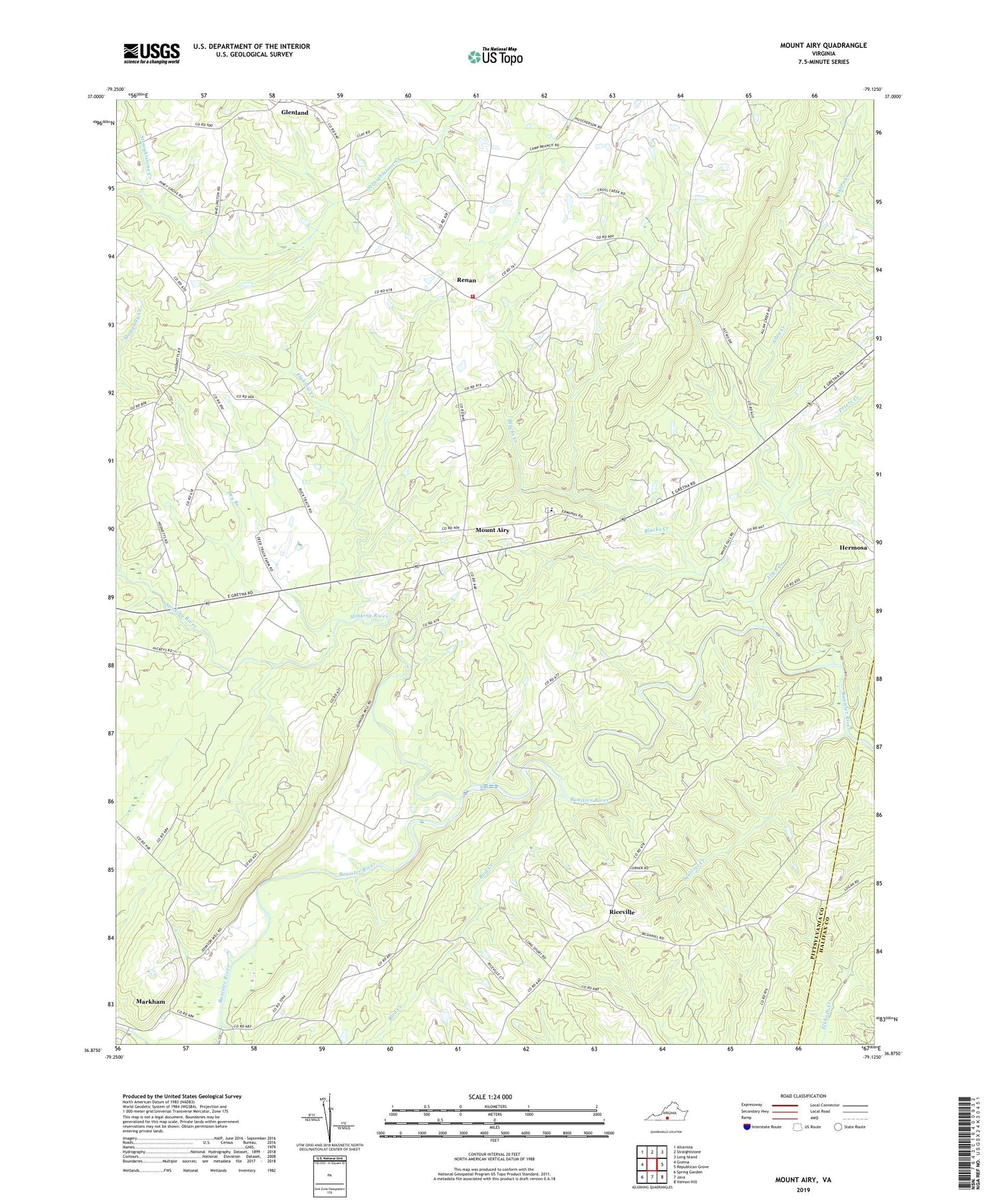 Mount Airy Virginia US Topo Map Image
