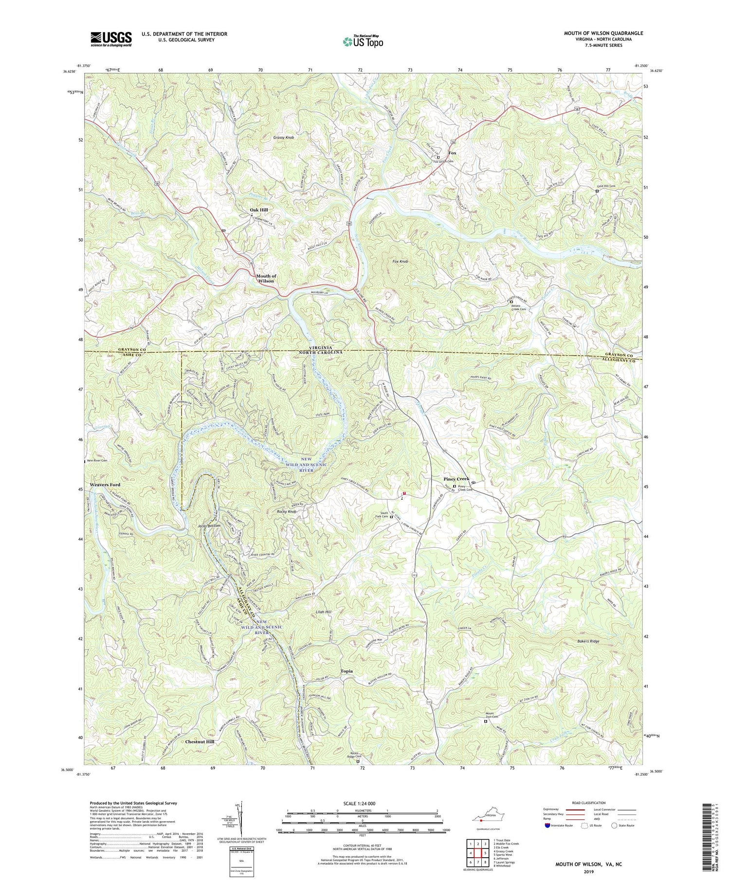 Mouth of Wilson Virginia US Topo Map Image