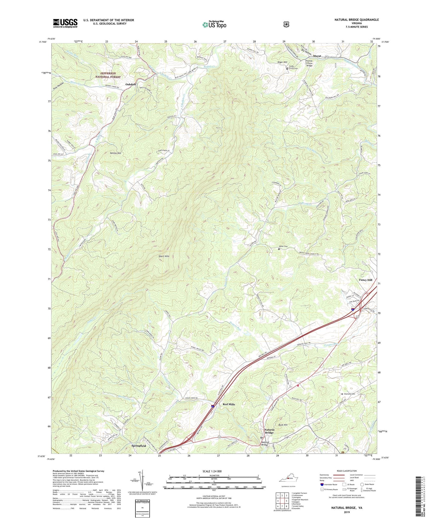 Natural Bridge Virginia US Topo Map Image