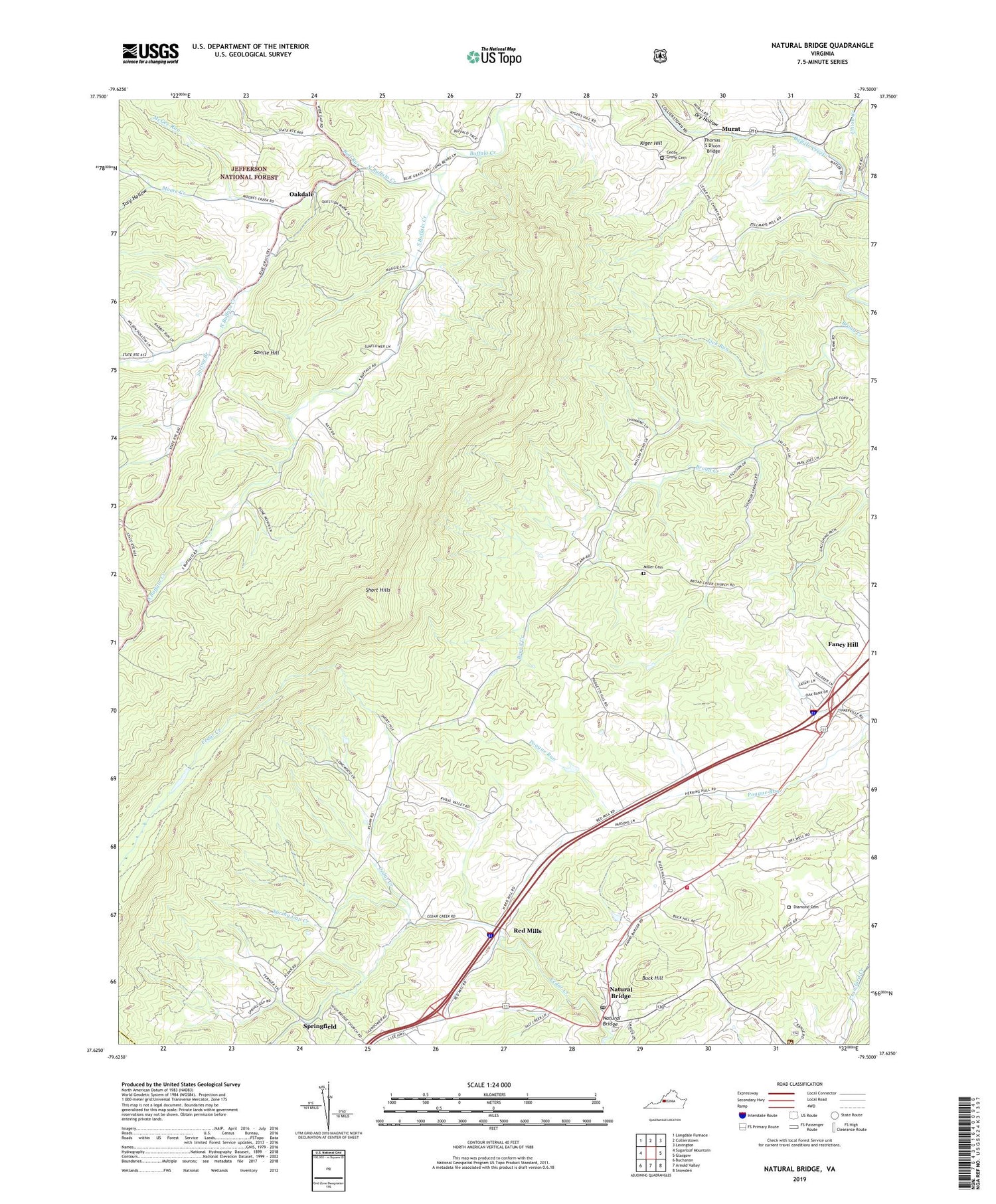Natural Bridge Virginia US Topo Map Image