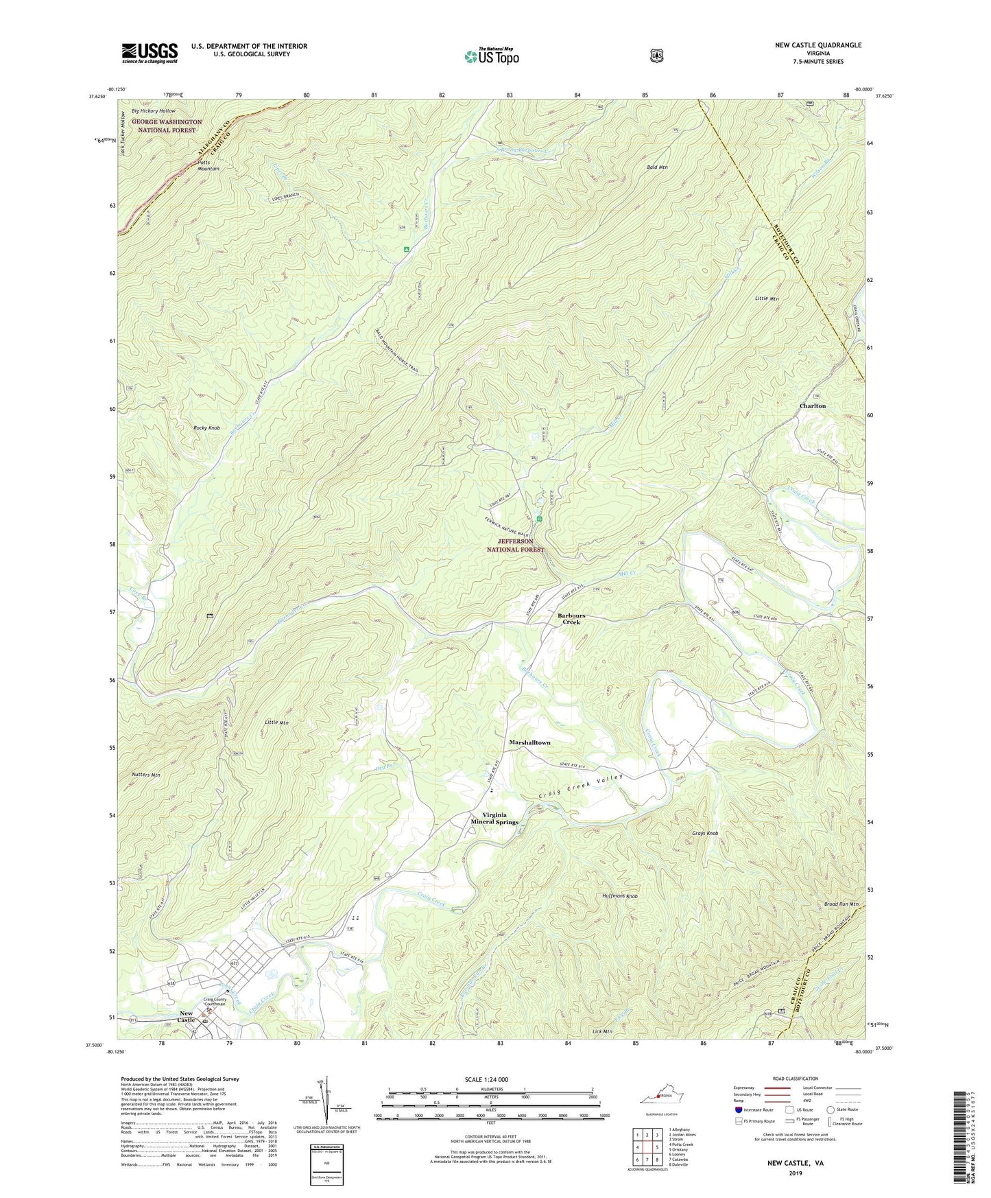 New Castle Virginia US Topo Map Image