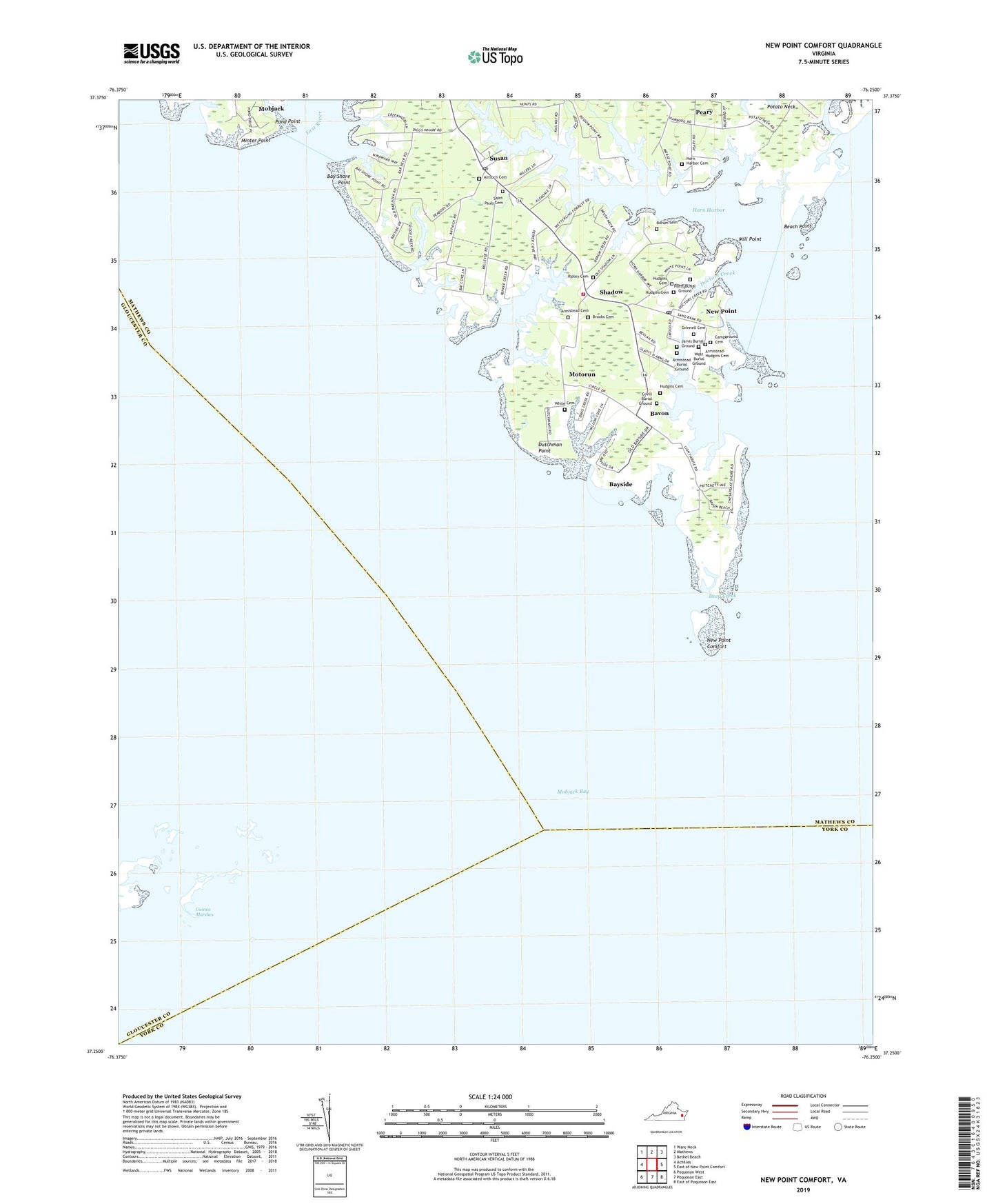 New Point Comfort Virginia US Topo Map Image