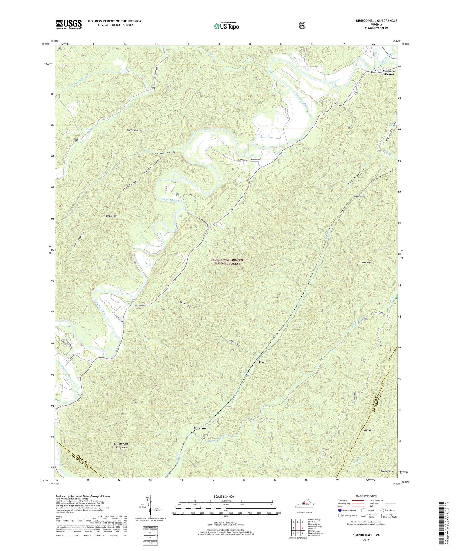 Nimrod Hall Virginia US Topo Map Image