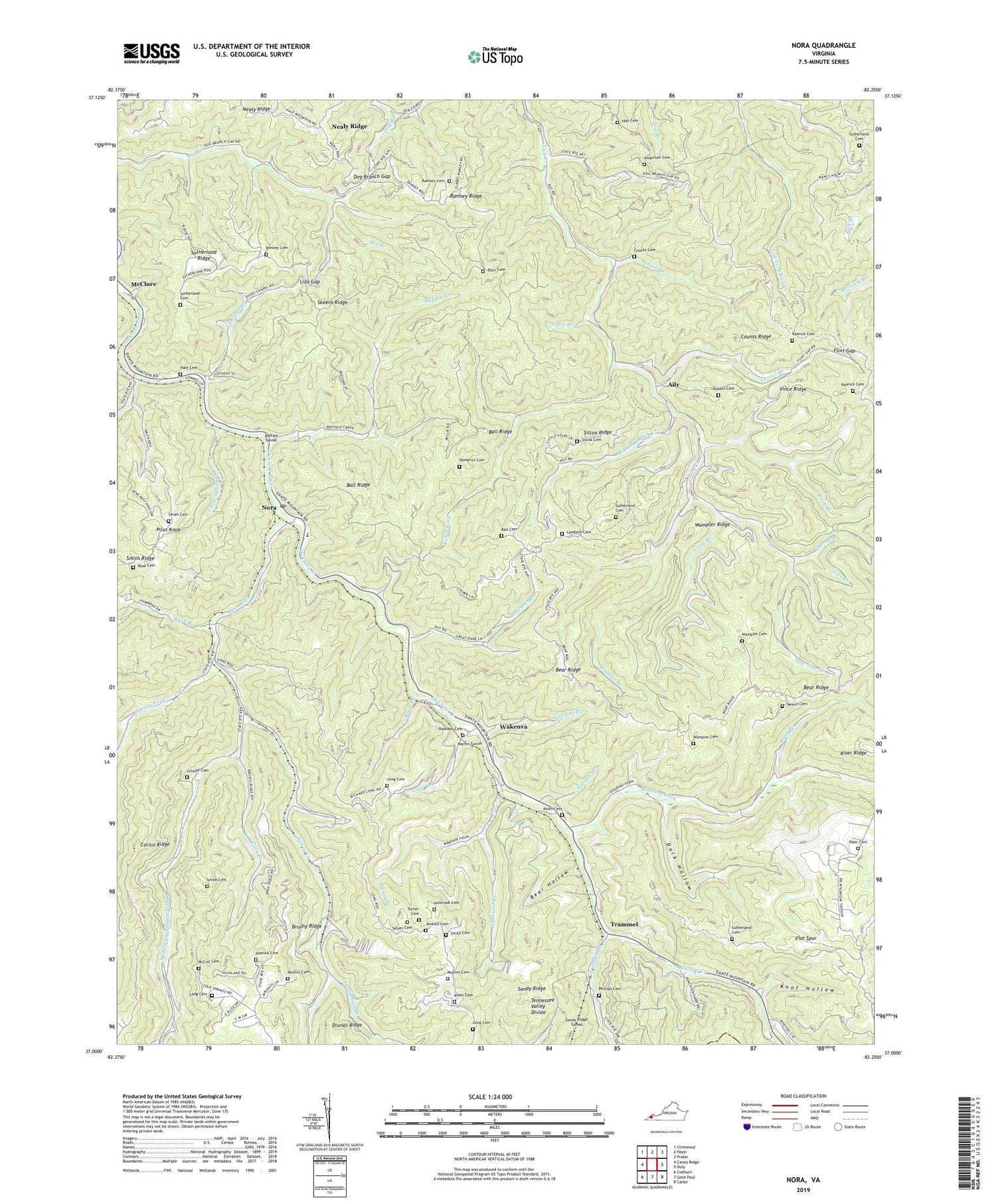 Nora Virginia US Topo Map Image