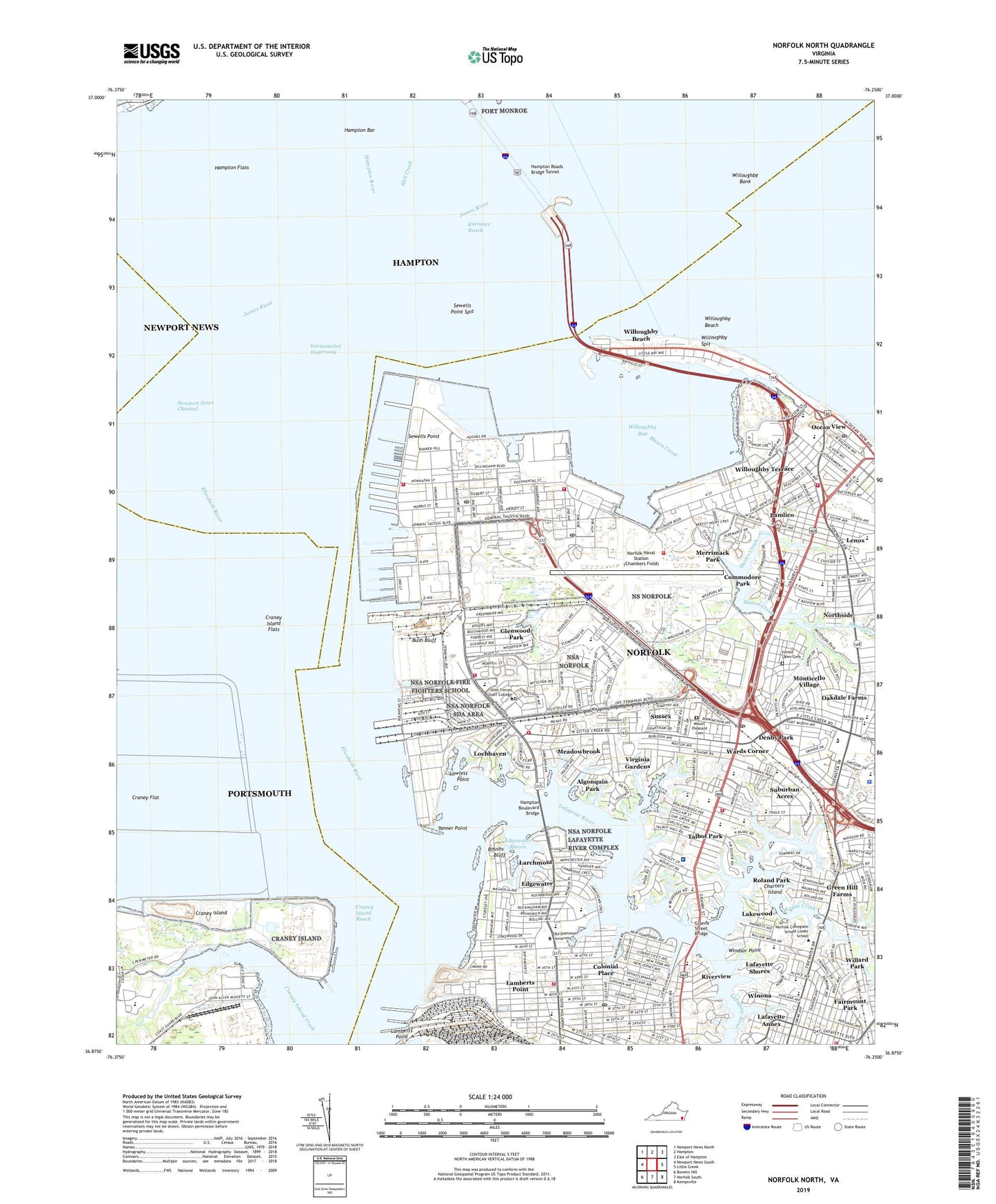 Norfolk North Virginia US Topo Map Image