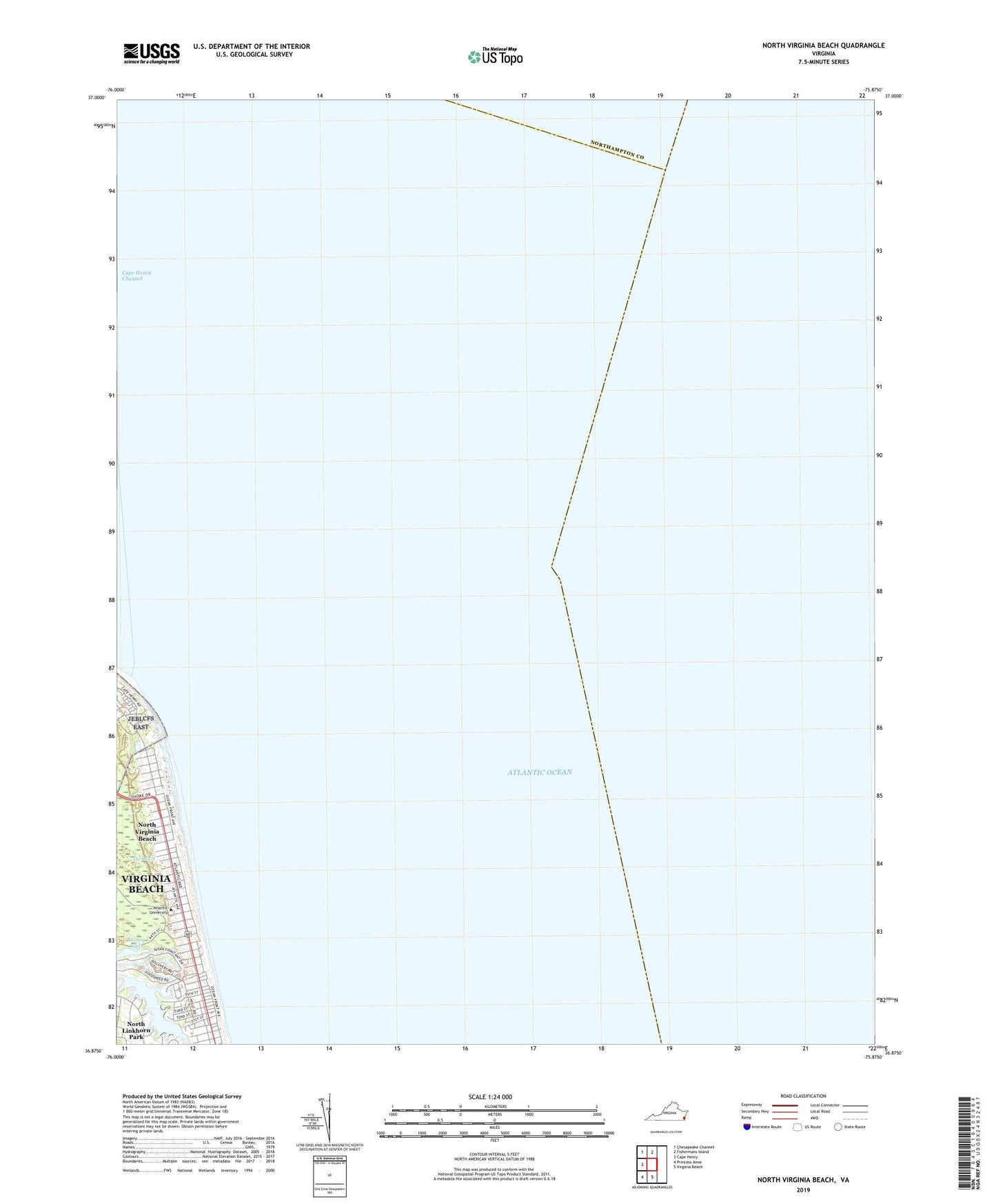 North Virginia Beach Virginia US Topo Map Image