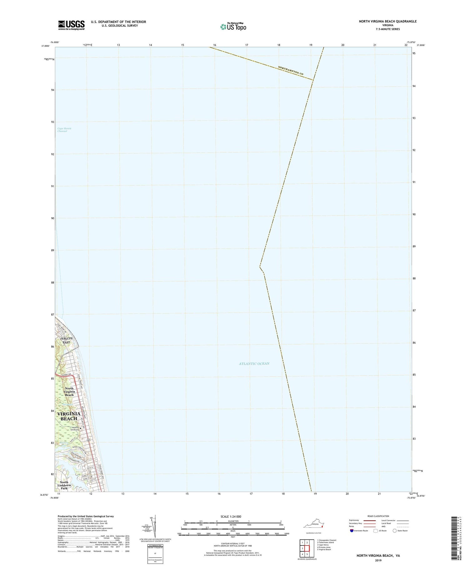 North Virginia Beach Virginia US Topo Map Image