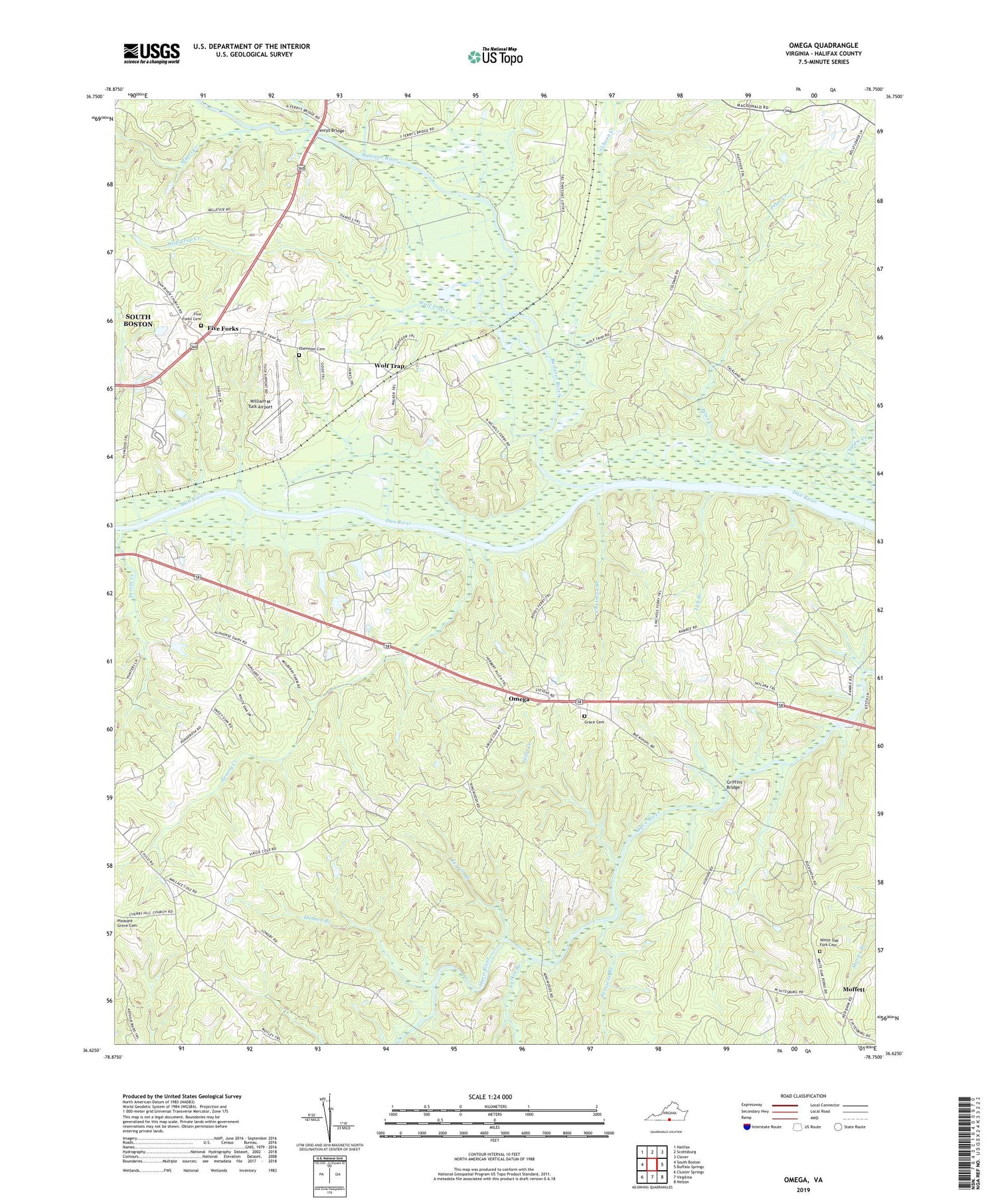 Omega Virginia US Topo Map Image