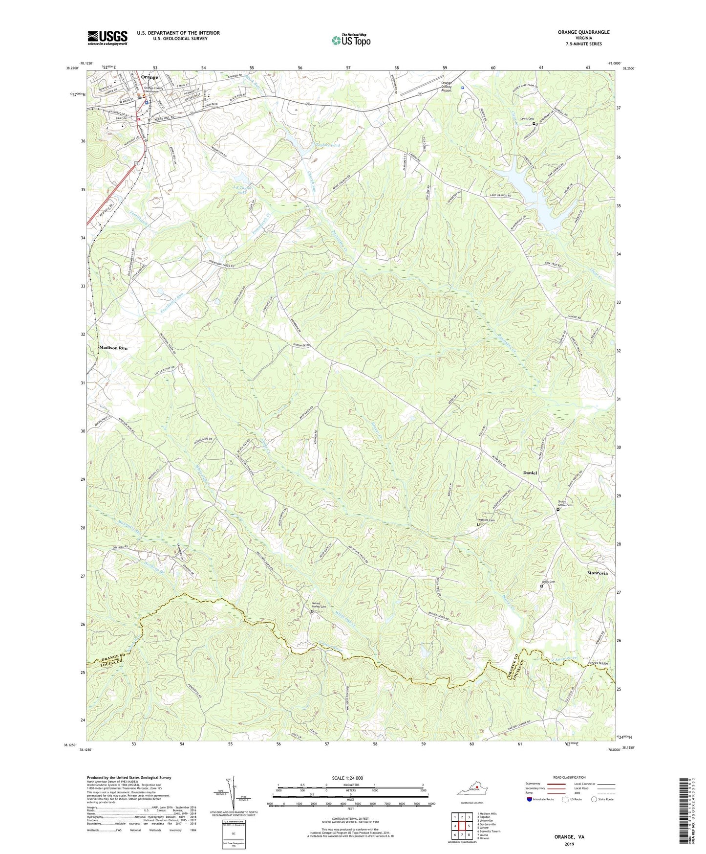 Orange Virginia US Topo Map Image