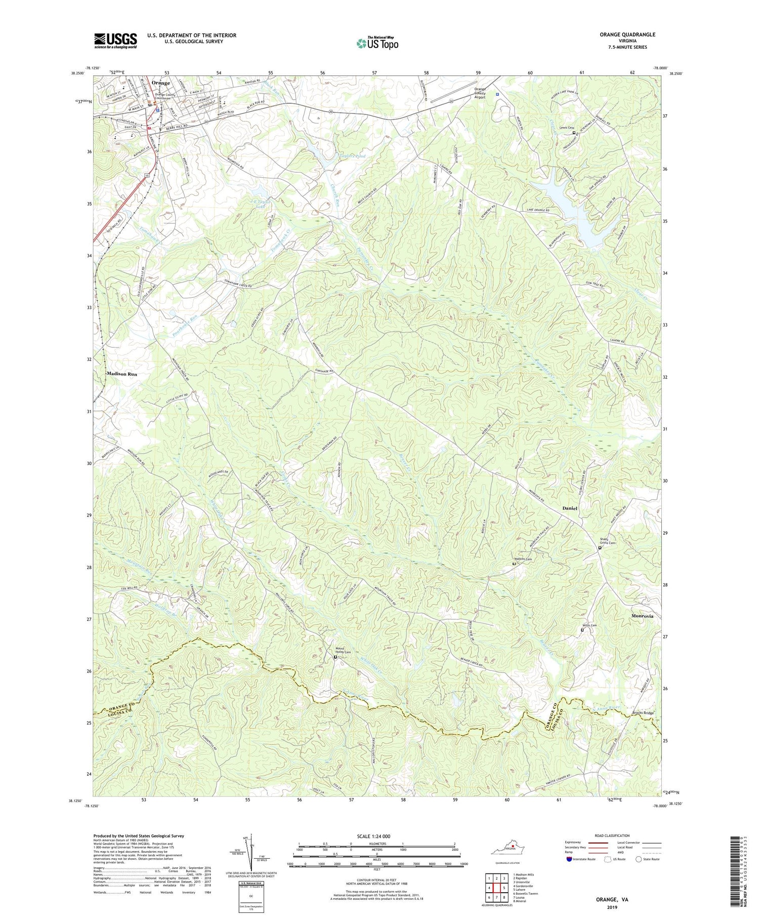 Orange Virginia US Topo Map Image