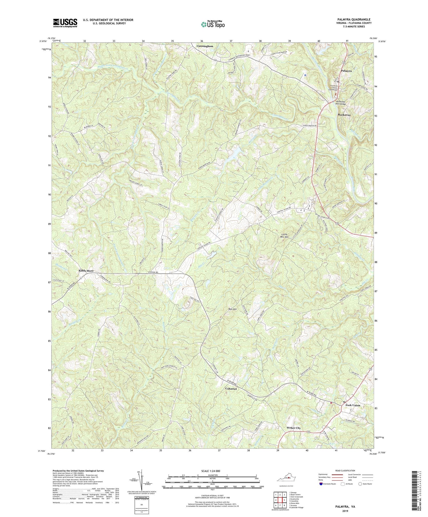 Palmyra Virginia US Topo Map Image