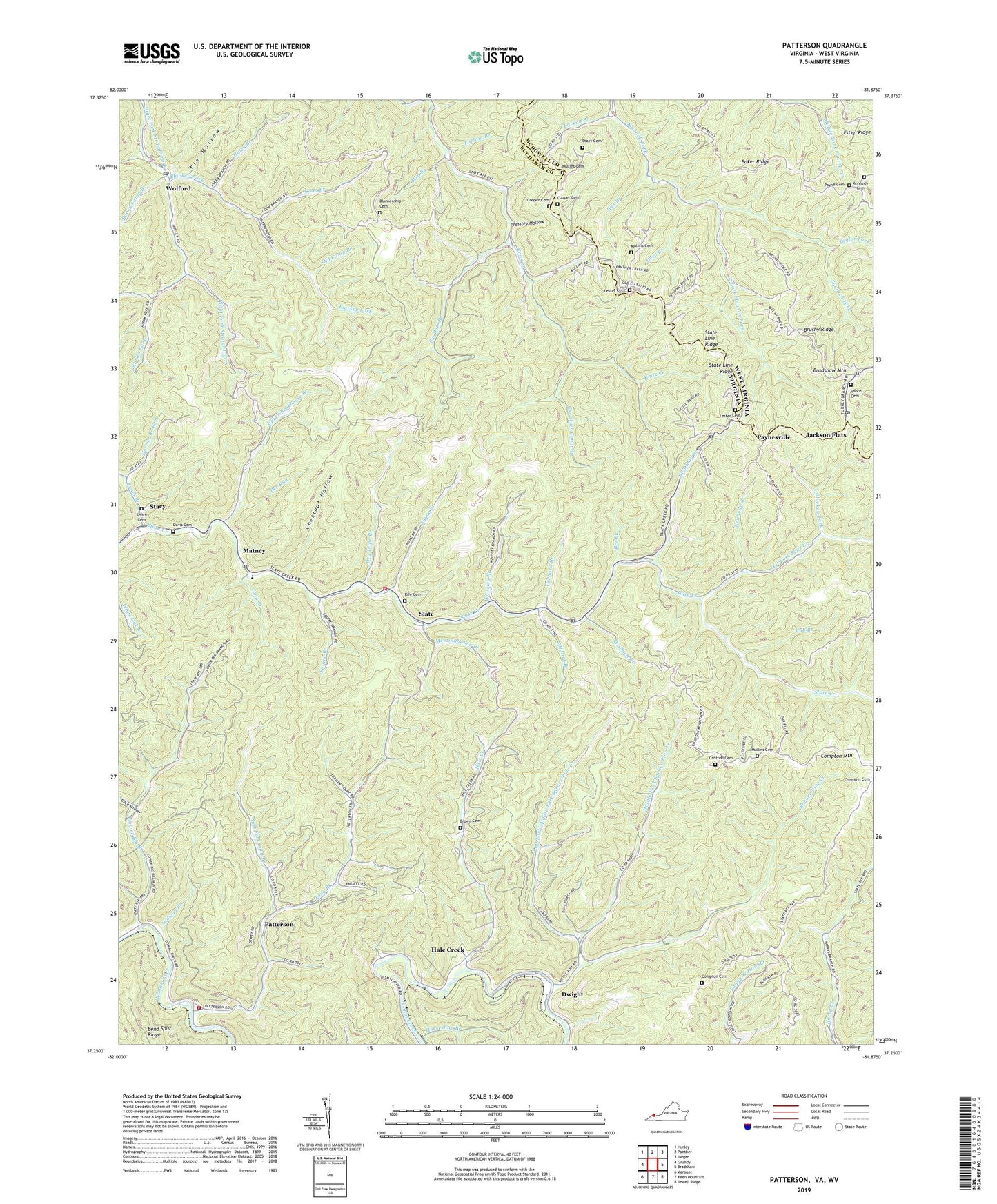 Patterson Virginia US Topo Map Image