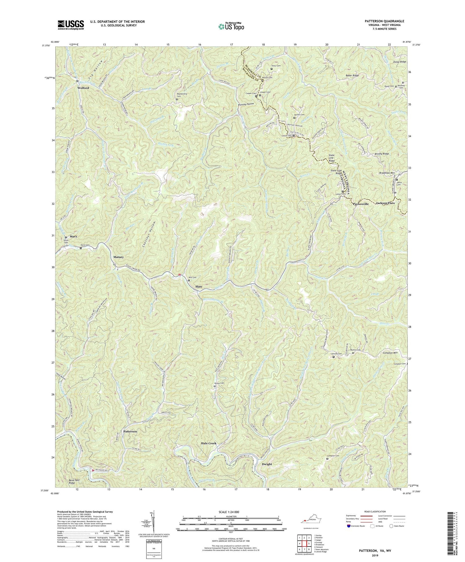 Patterson Virginia US Topo Map Image