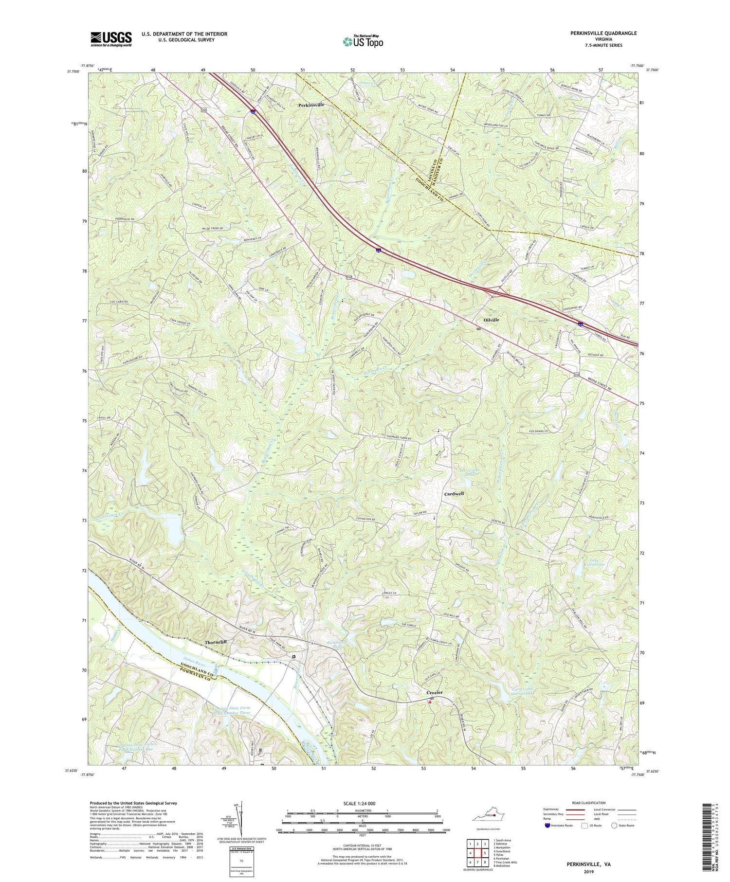 Perkinsville Virginia US Topo Map Image
