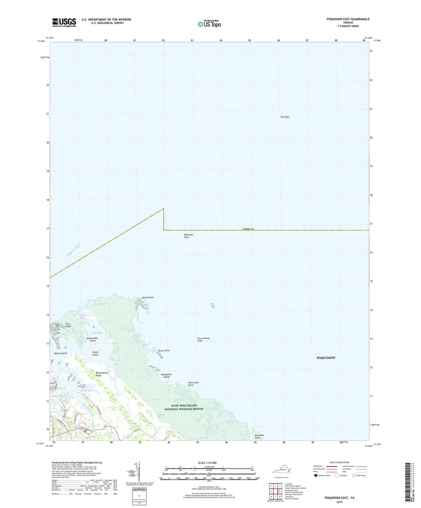Poquoson East Virginia US Topo Map Image