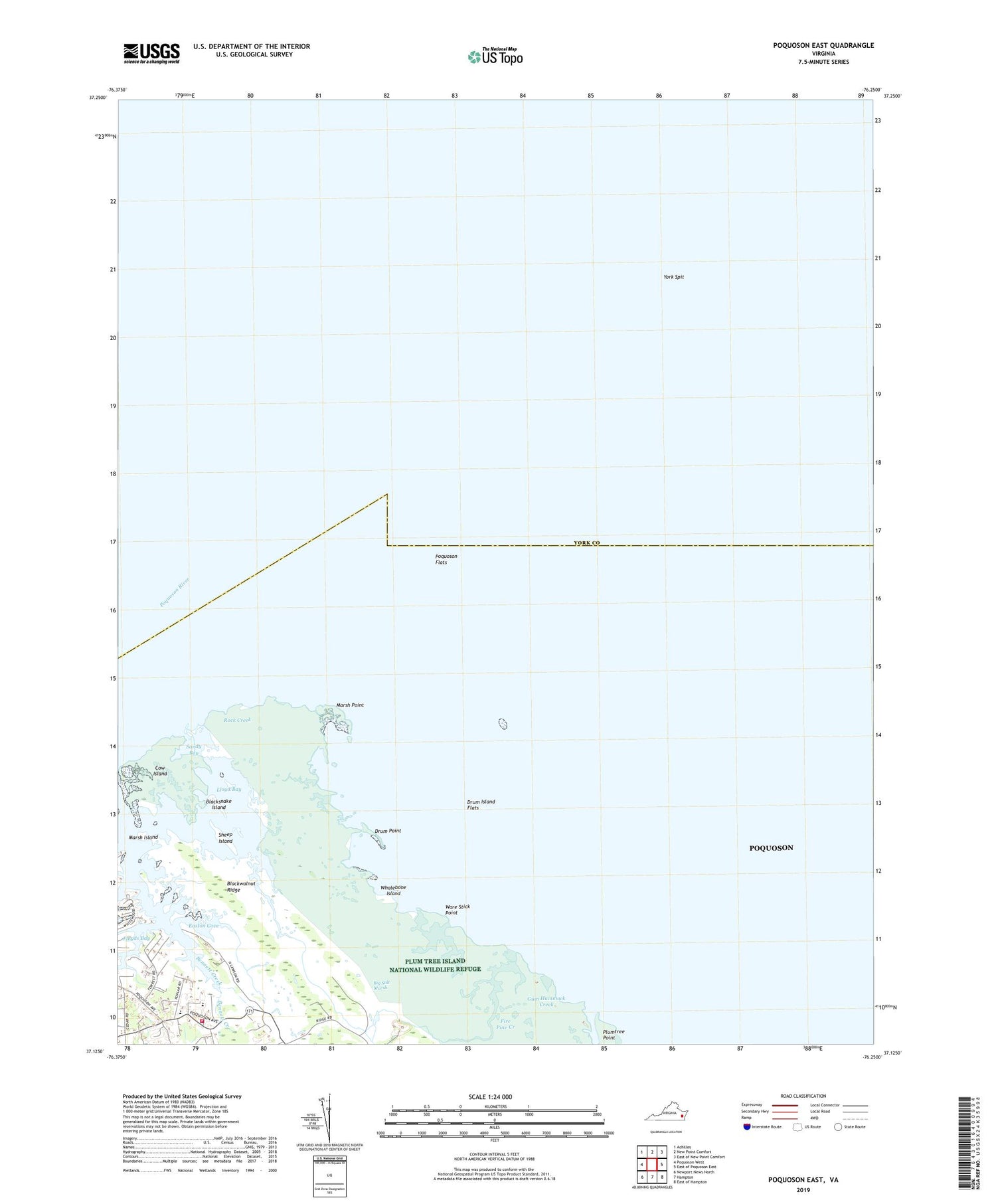 Poquoson East Virginia US Topo Map Image