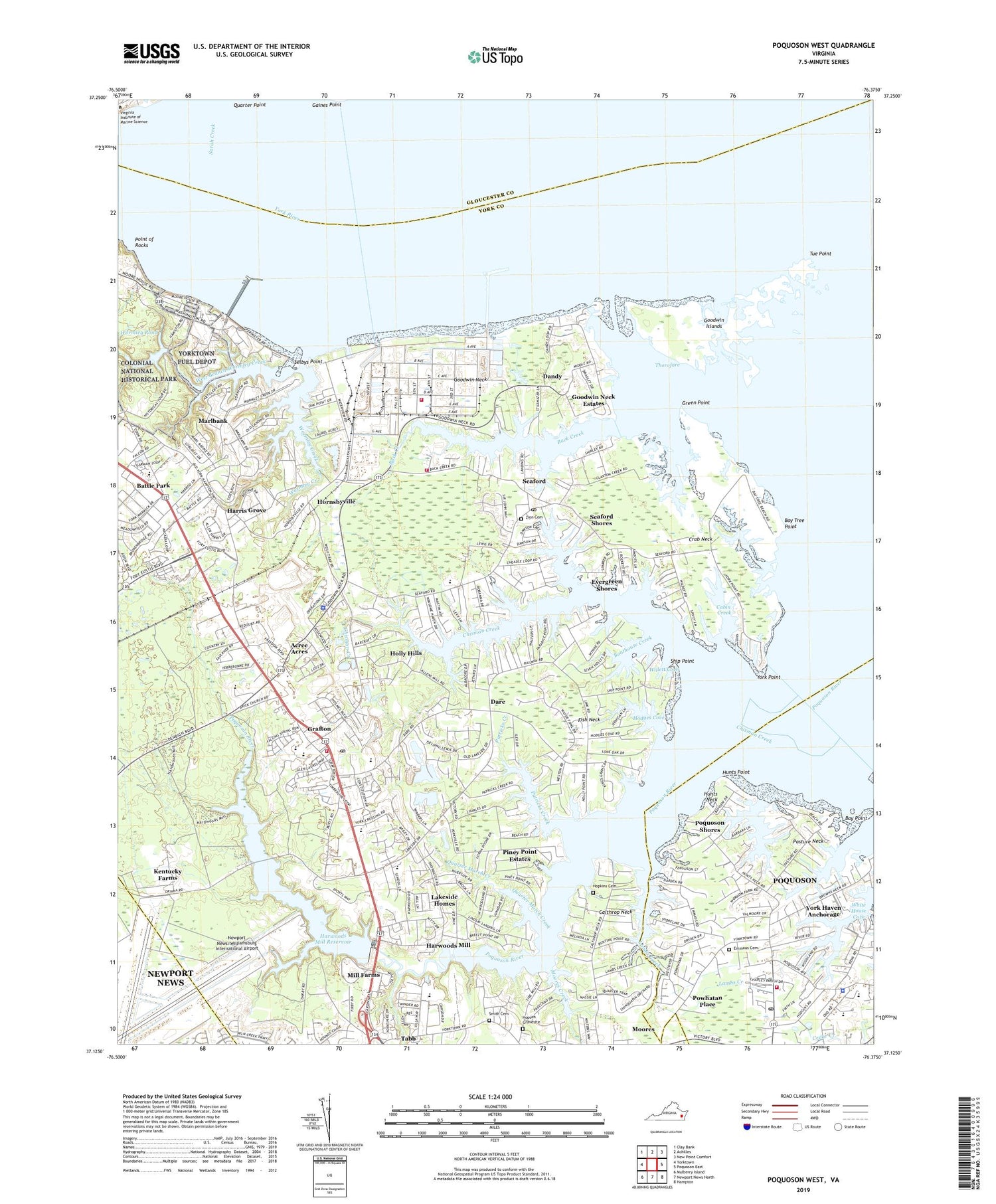 Poquoson West Virginia US Topo Map Image