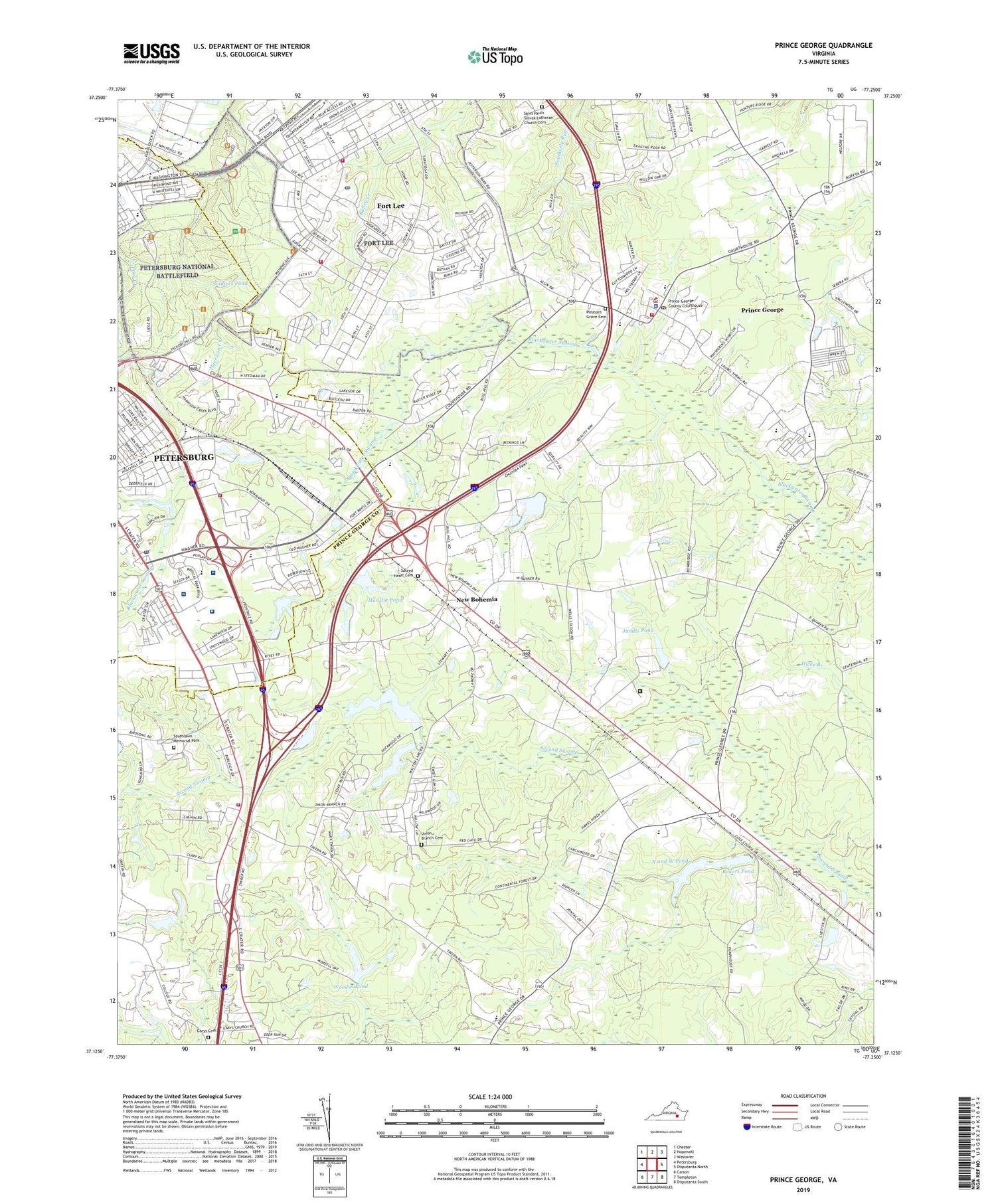 Prince George Virginia US Topo Map Image