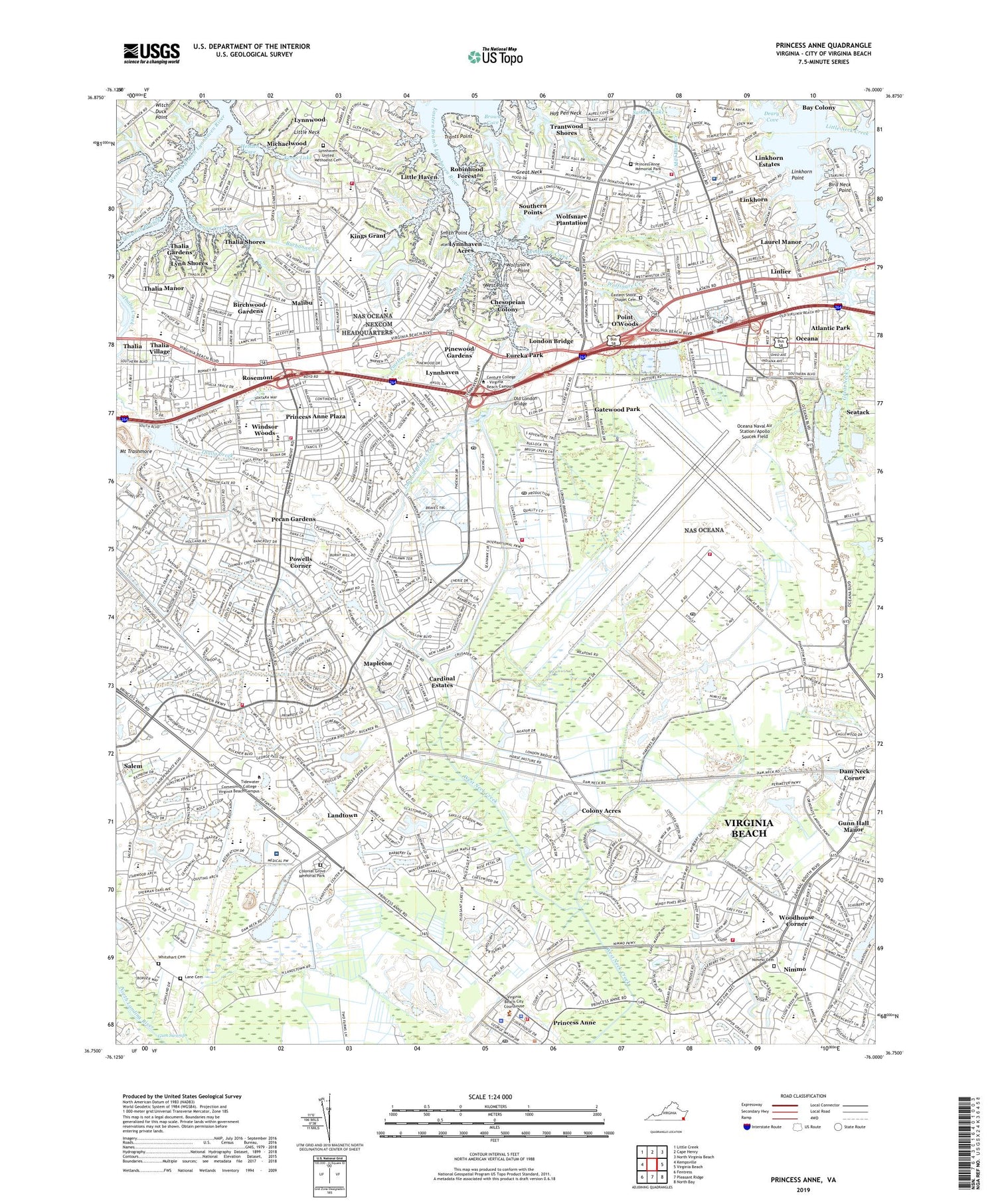 Princess Anne Virginia US Topo Map Image