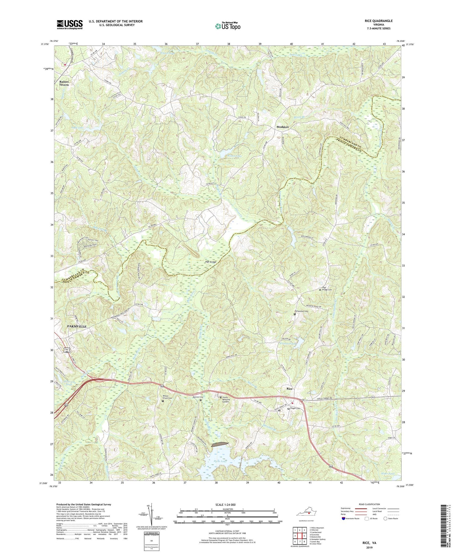 Rice Virginia US Topo Map Image