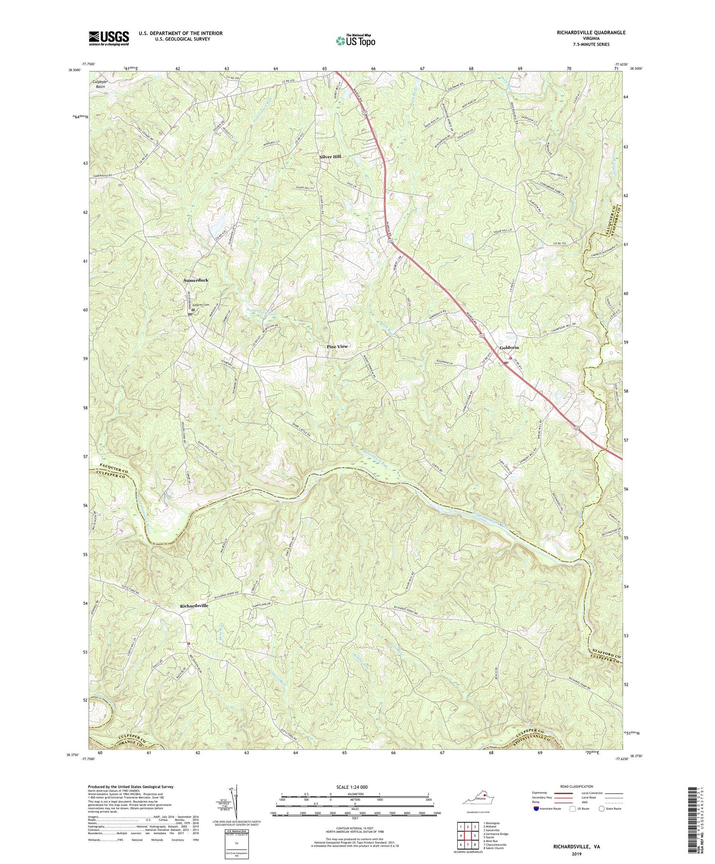 Richardsville Virginia US Topo Map Image