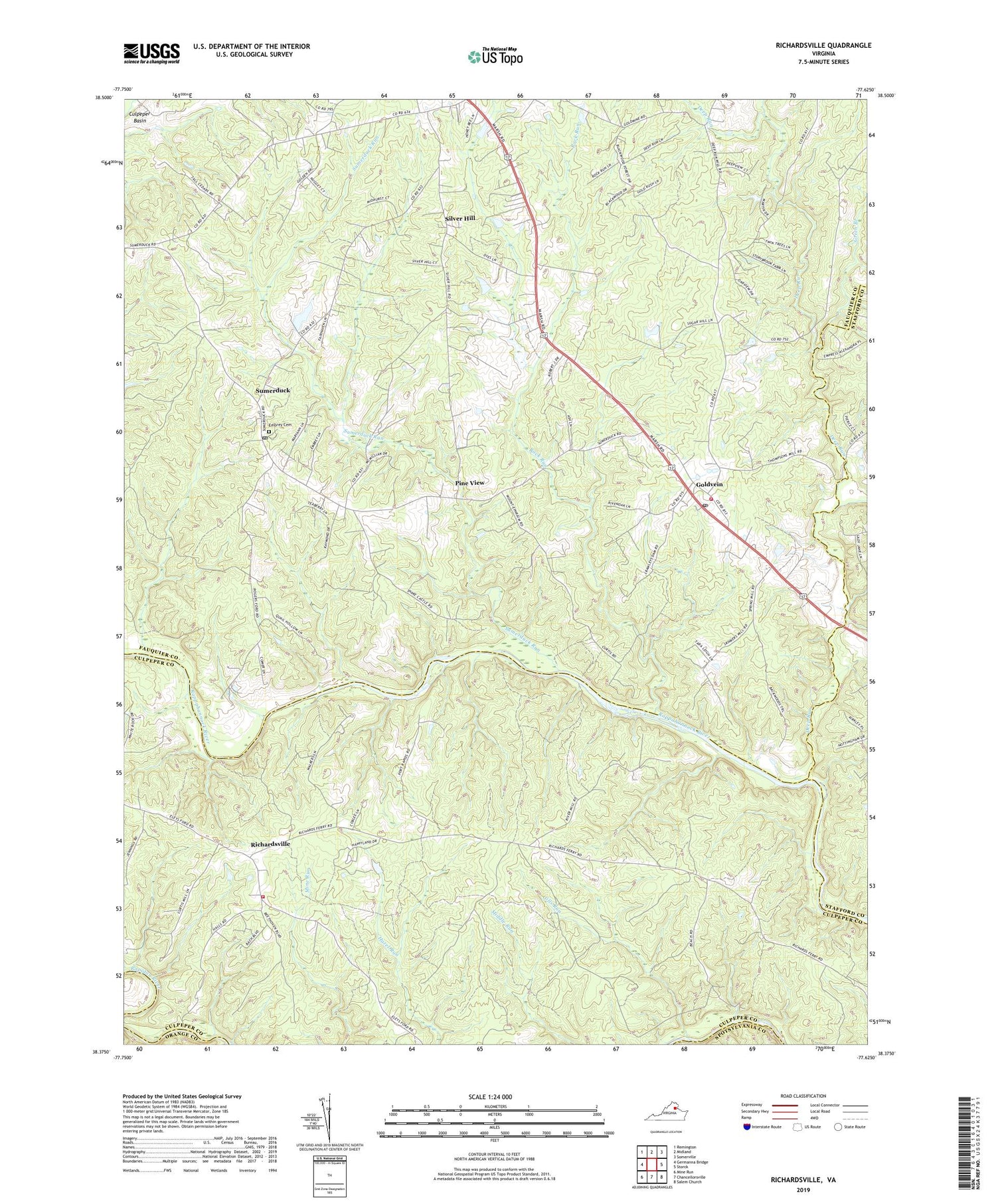 Richardsville Virginia US Topo Map Image
