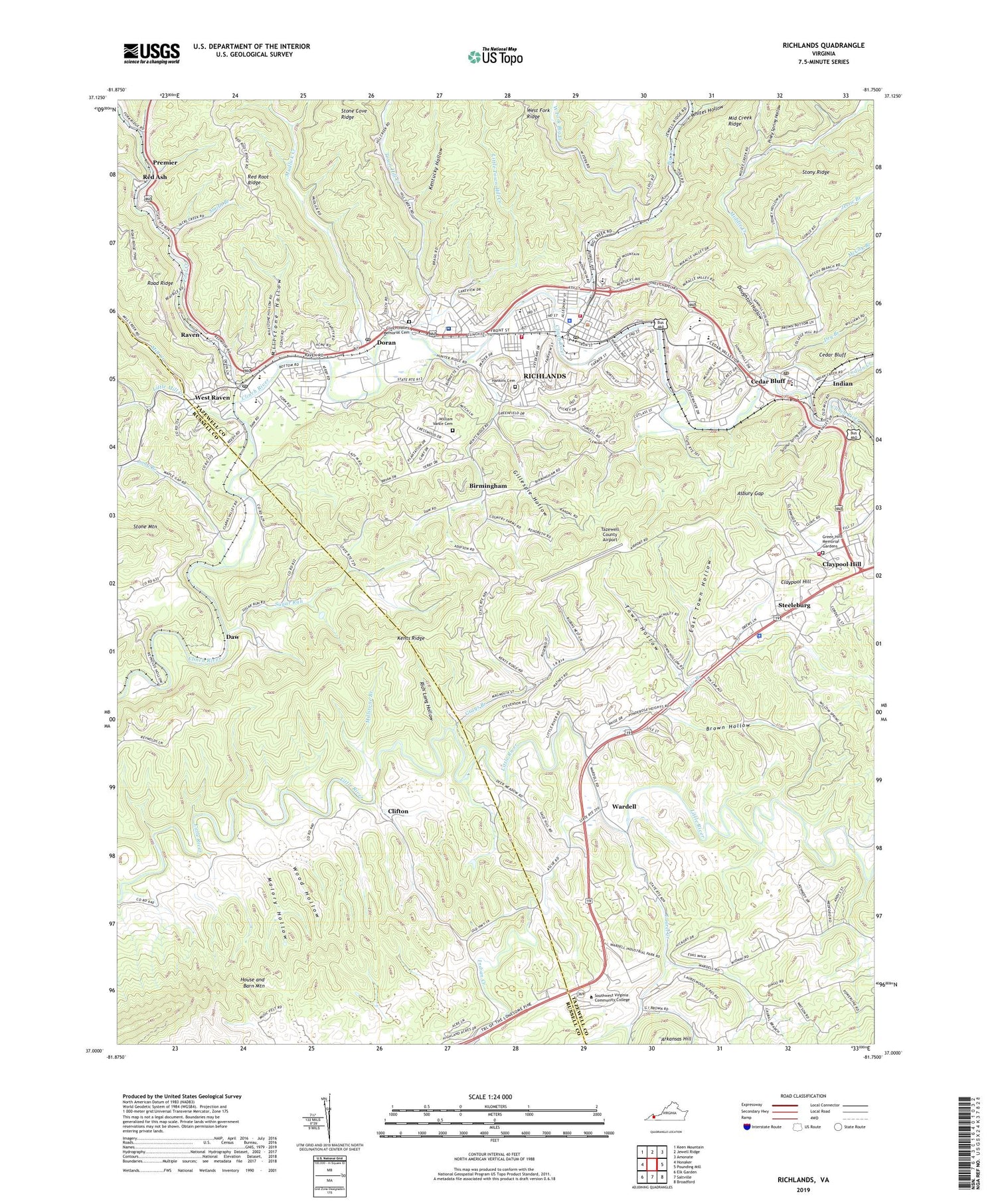 Richlands Virginia US Topo Map Image