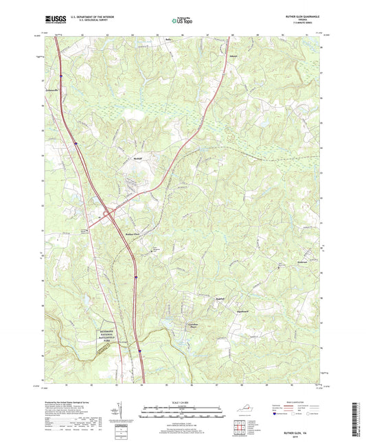 Ruther Glen Virginia US Topo Map Image