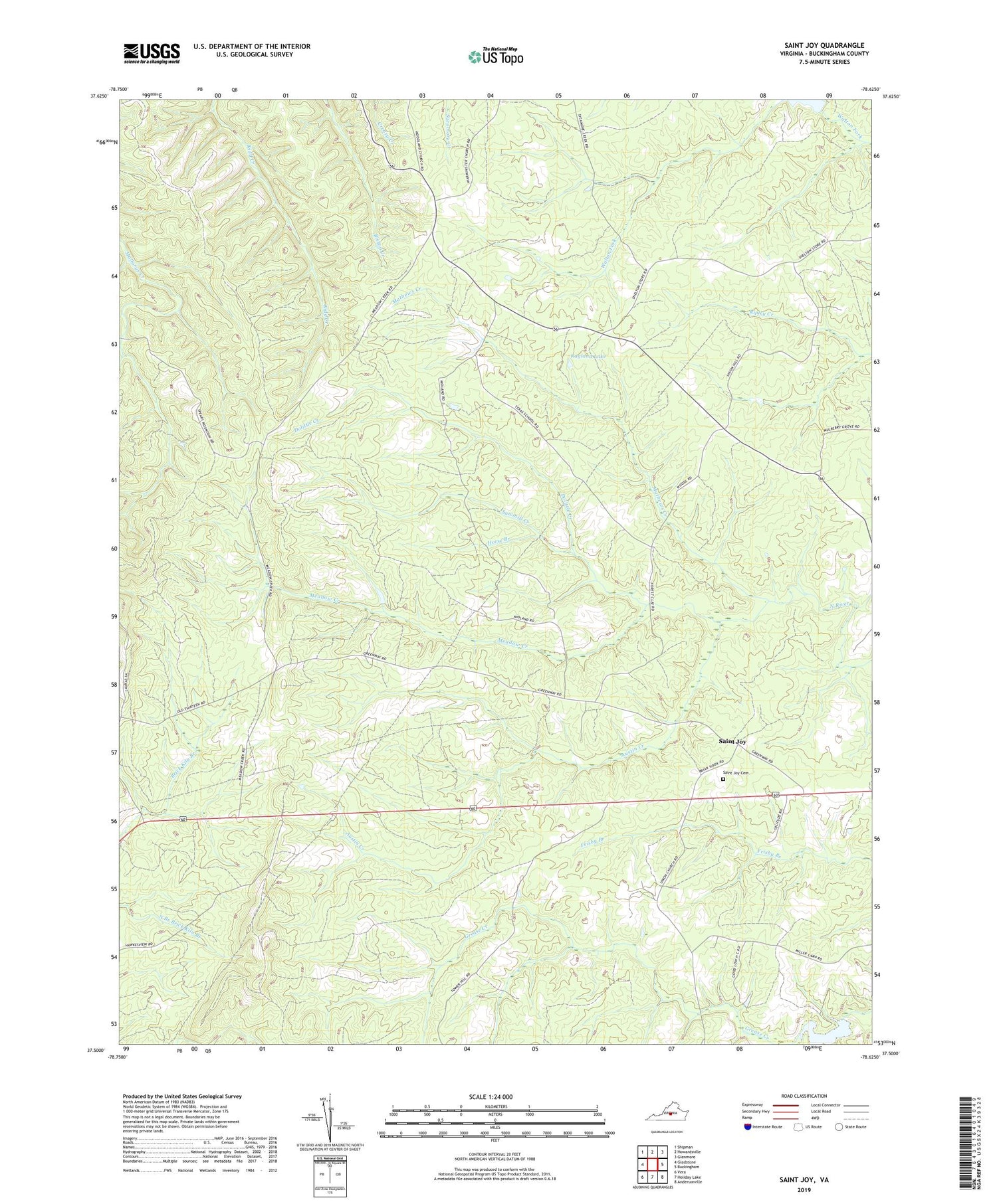 Saint Joy Virginia US Topo Map Image