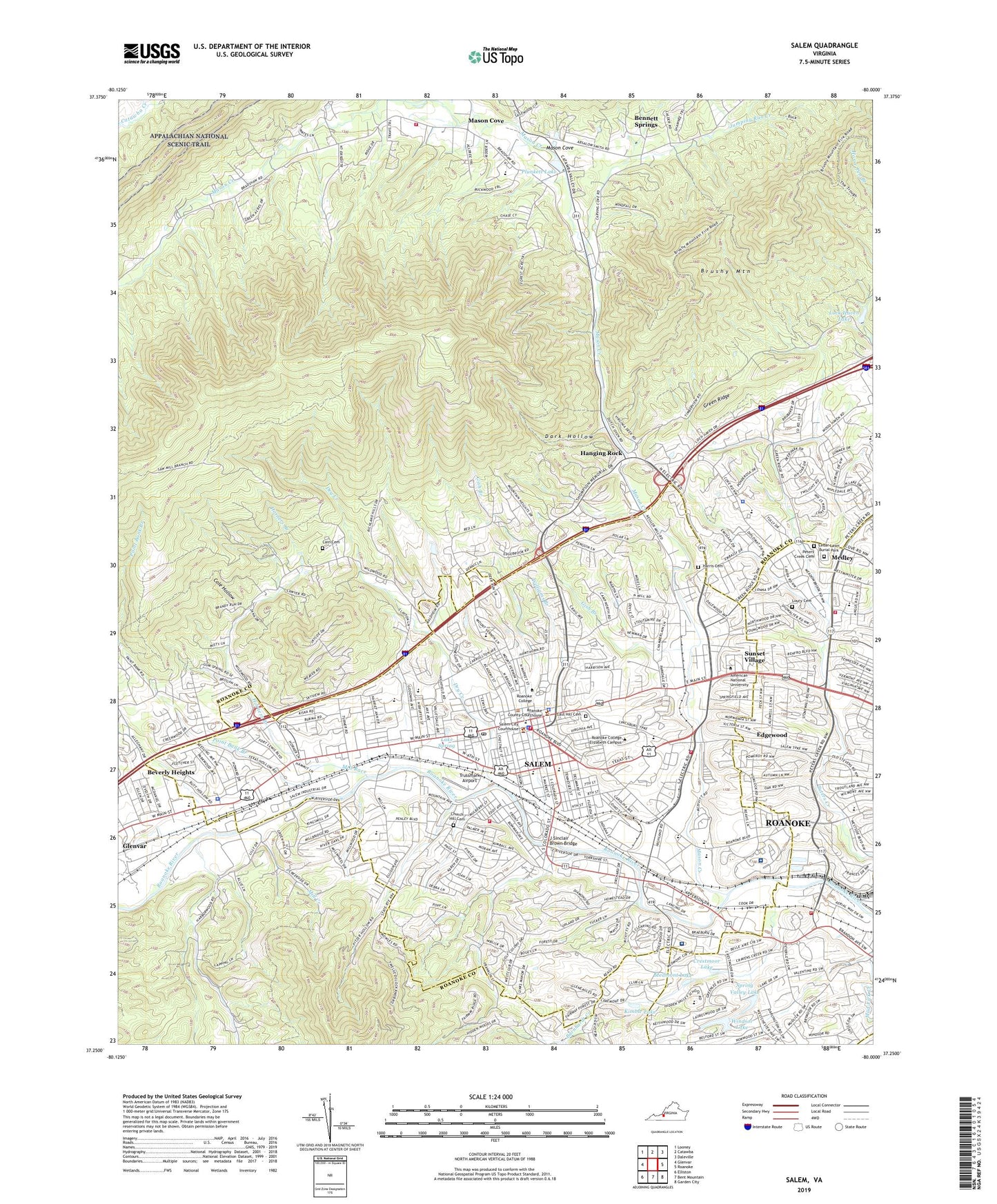 Salem Virginia US Topo Map Image