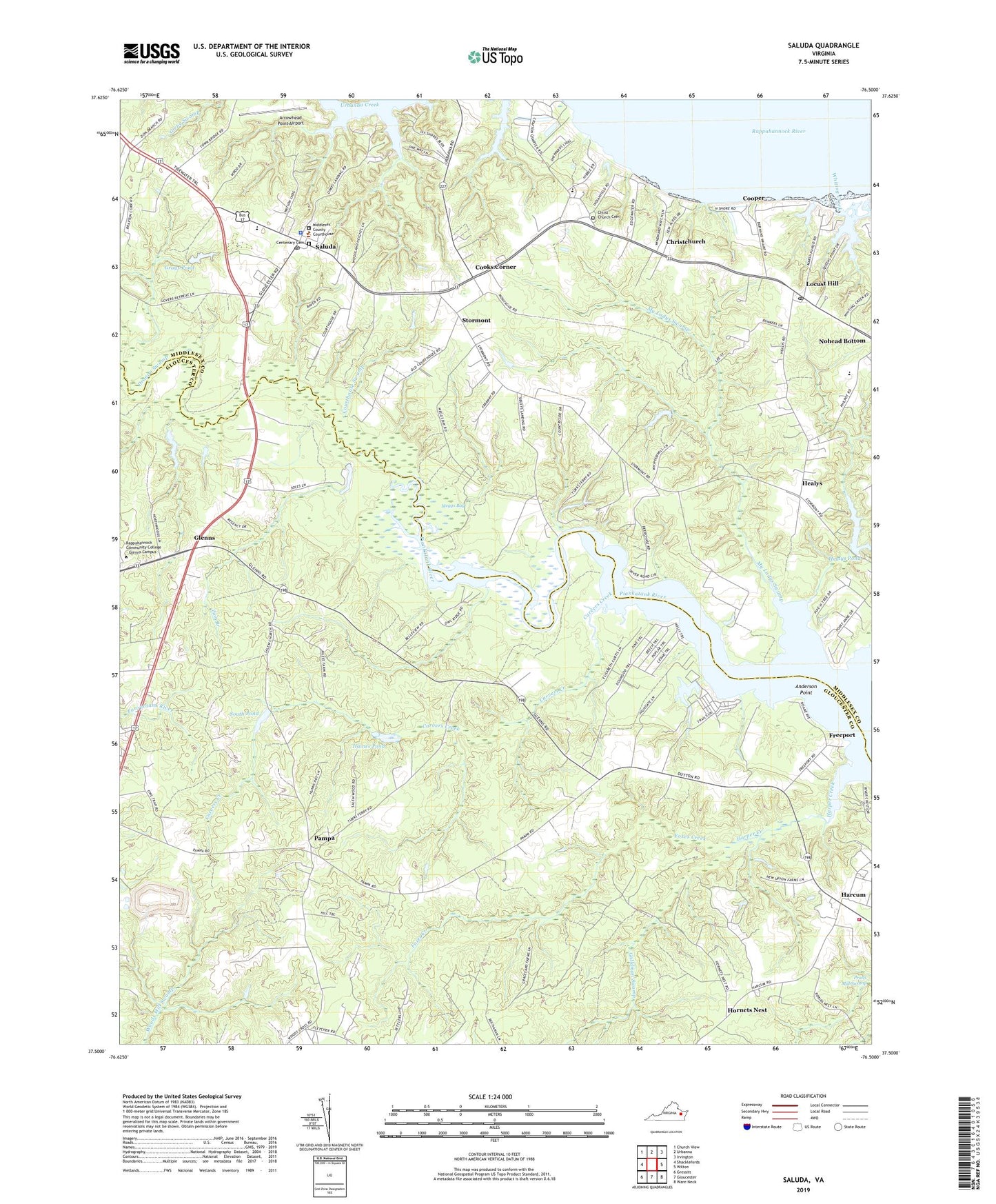 Saluda Virginia US Topo Map Image